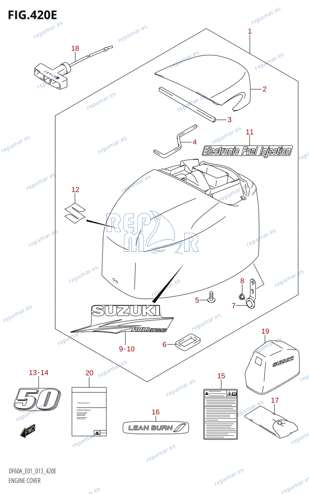 420E - ENGINE COVER (DF50A:E01)