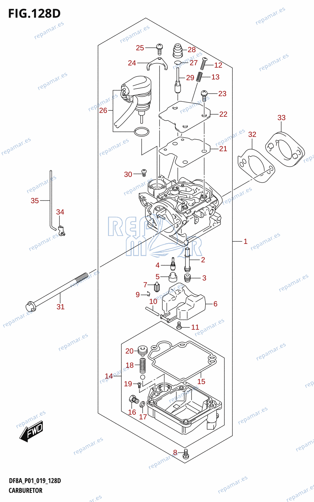 128D - CARBURETOR (DF9.9AR)