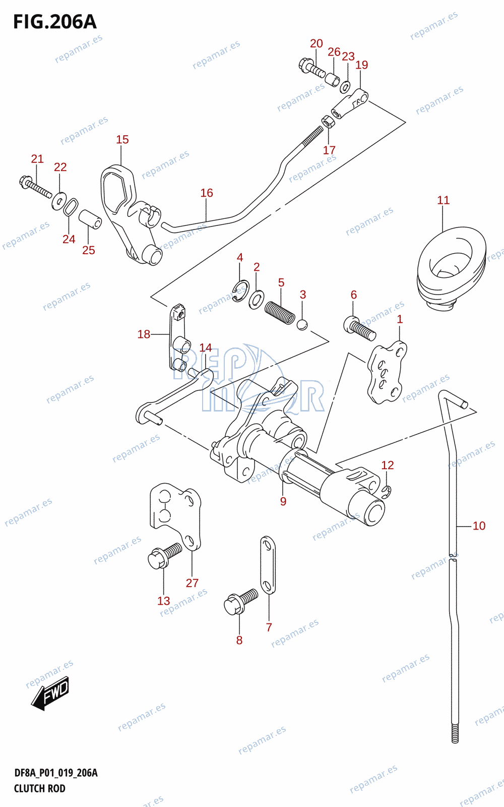 206A - CLUTCH ROD (DF8A,DF9.9A)