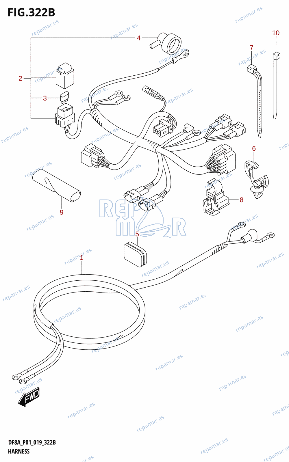 322B - HARNESS (DF8AR,DF9.9AR)