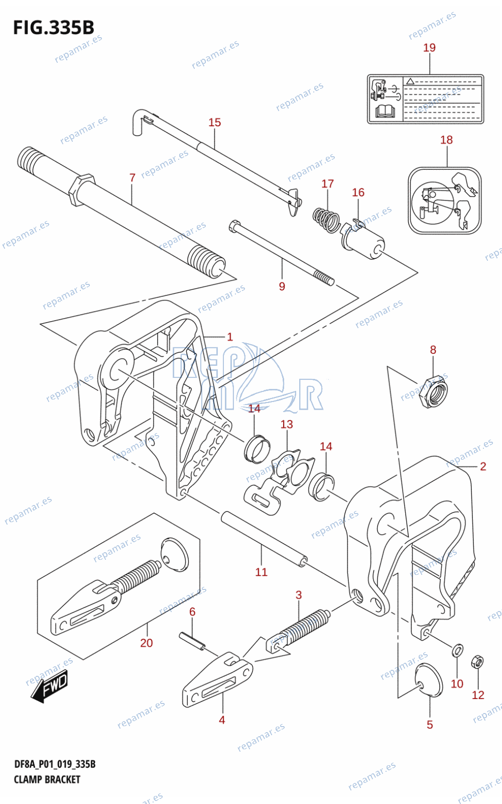 335B - CLAMP BRACKET (DF8AR,DF9.9AR)