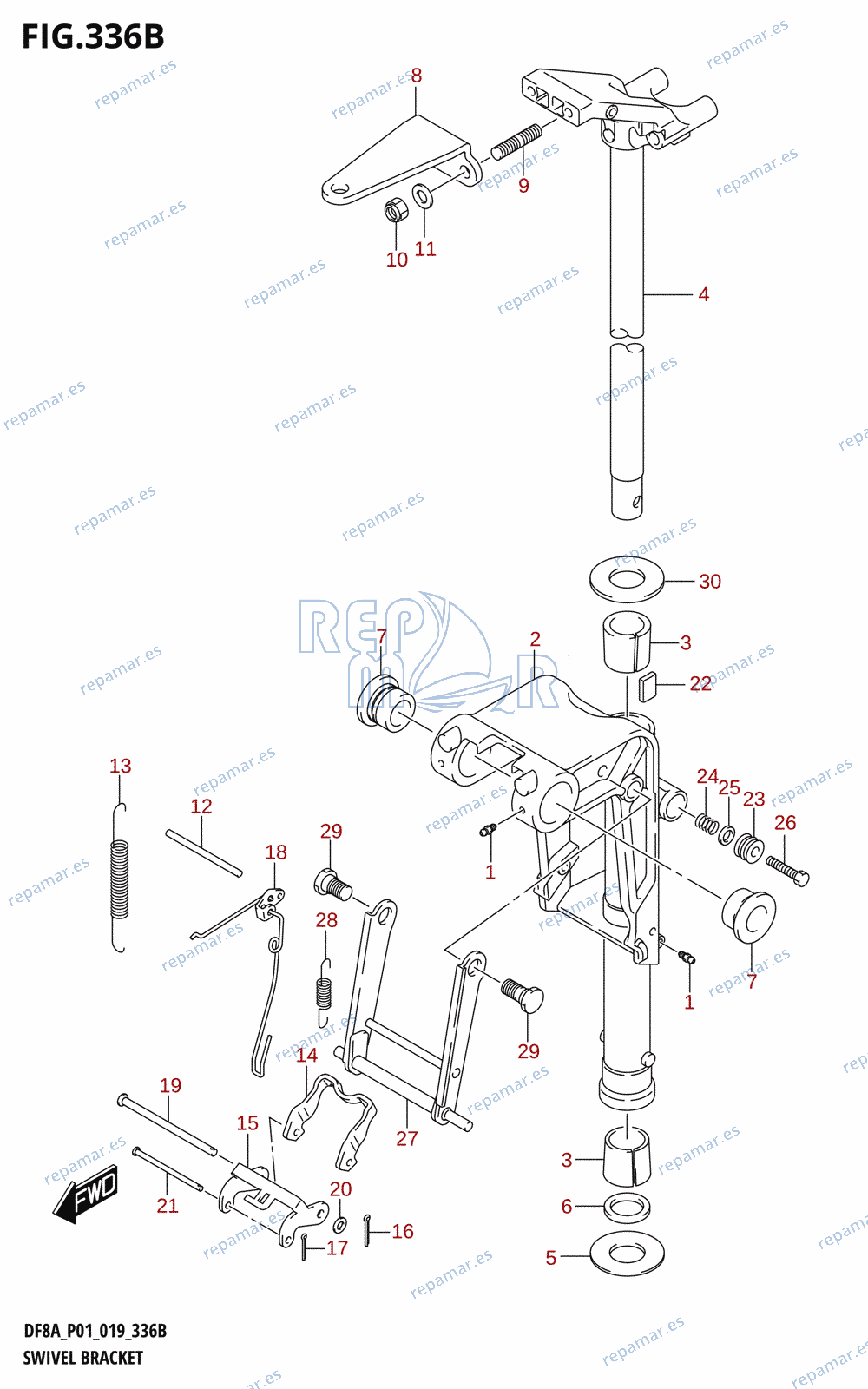 336B - SWIVEL BRACKET (DF8AR,DF9.9AR)