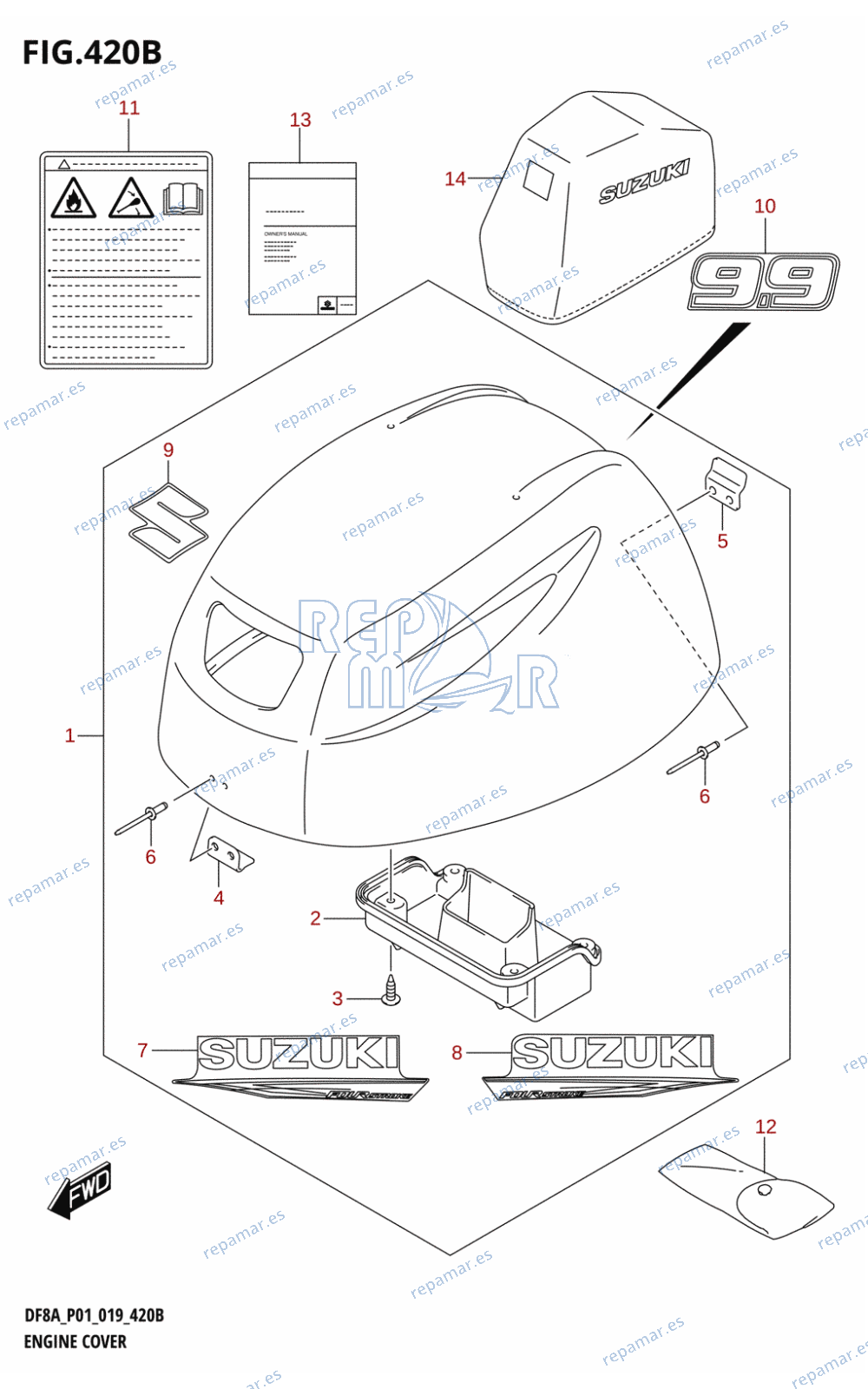 420B - ENGINE COVER (DF9.9A,DF9.9AR)