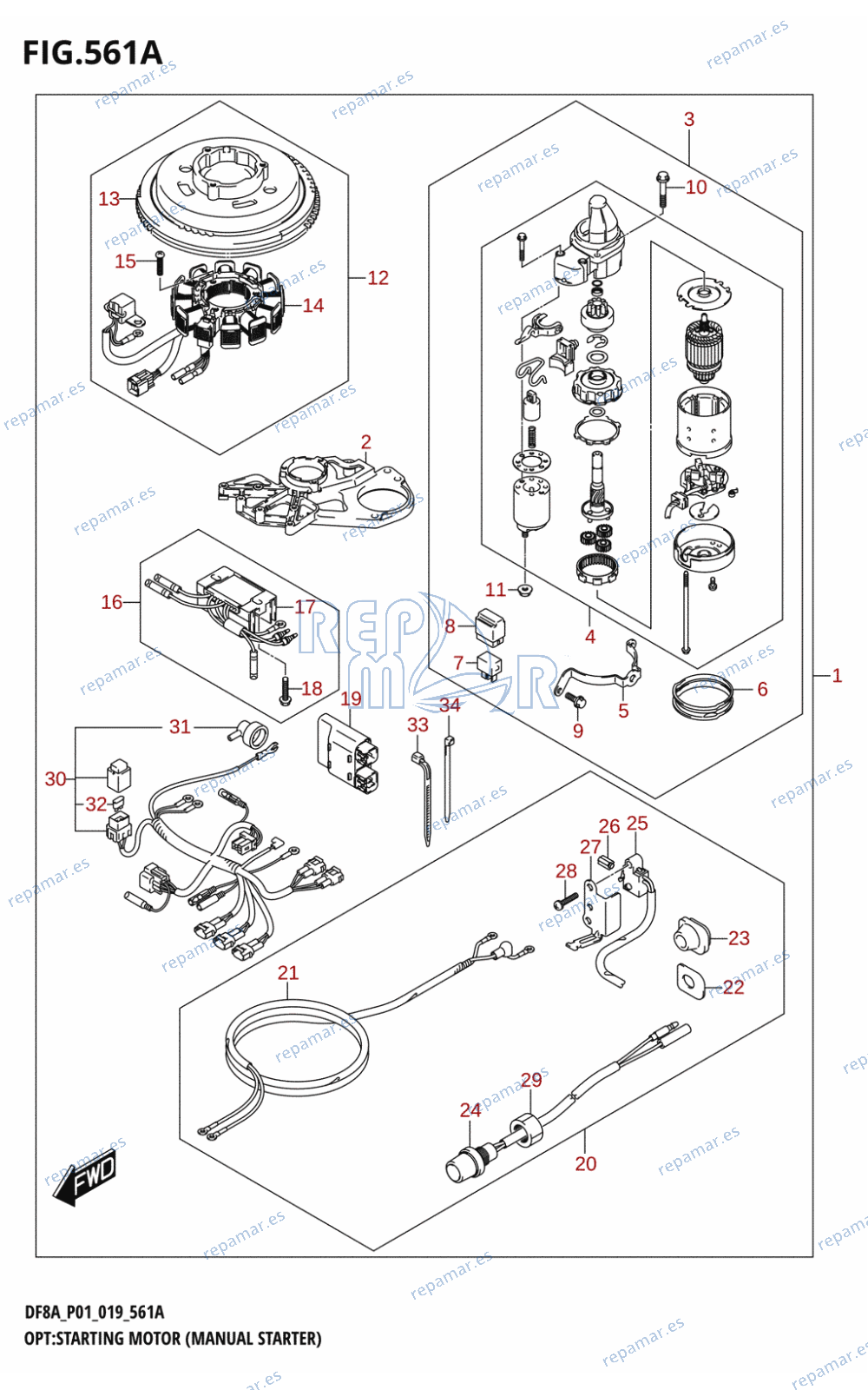 561A - OPT:STARTING MOTOR (MANUAL STARTER) (DF8A,DF9.9A)