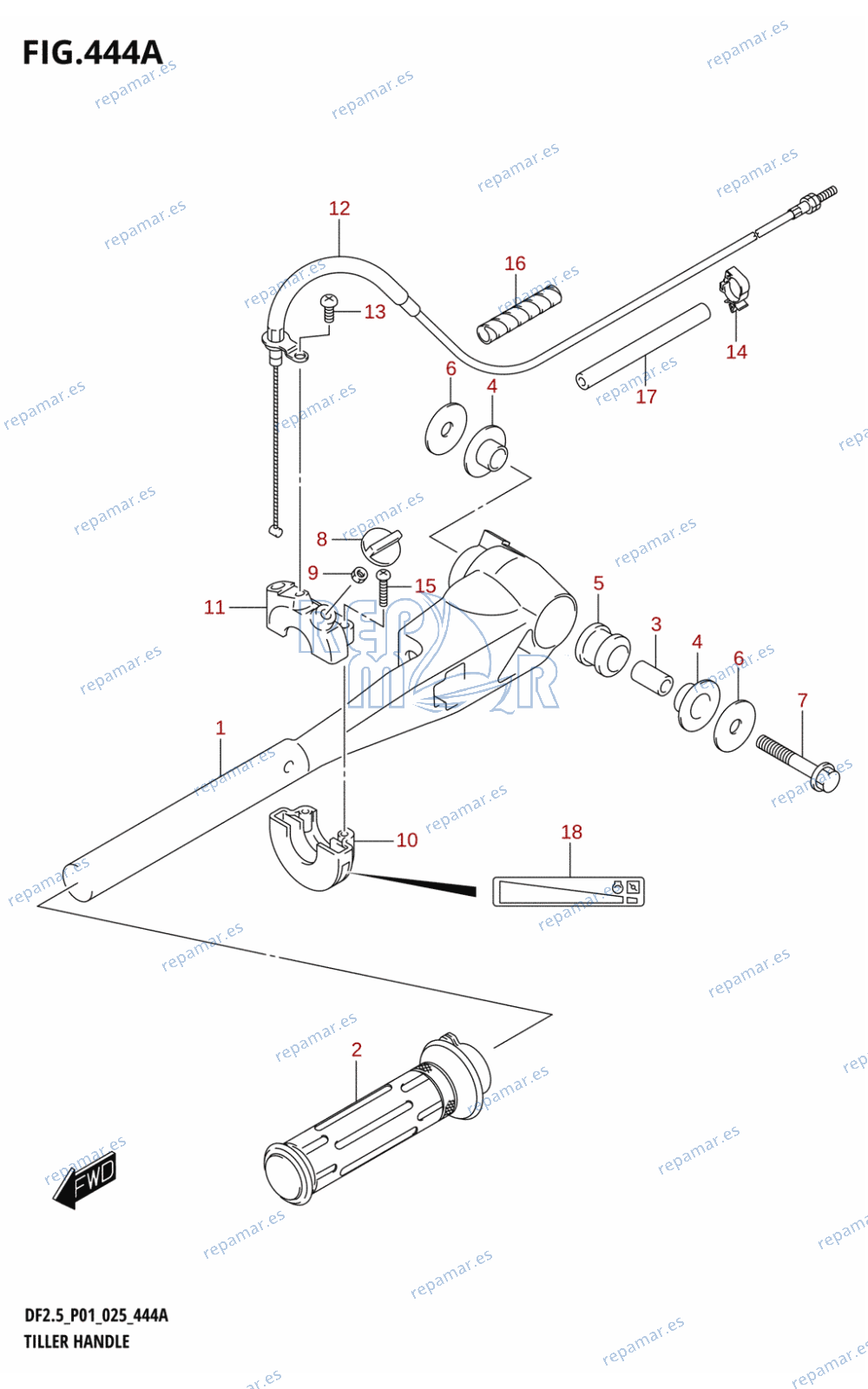 444A - TILLER HANDLE