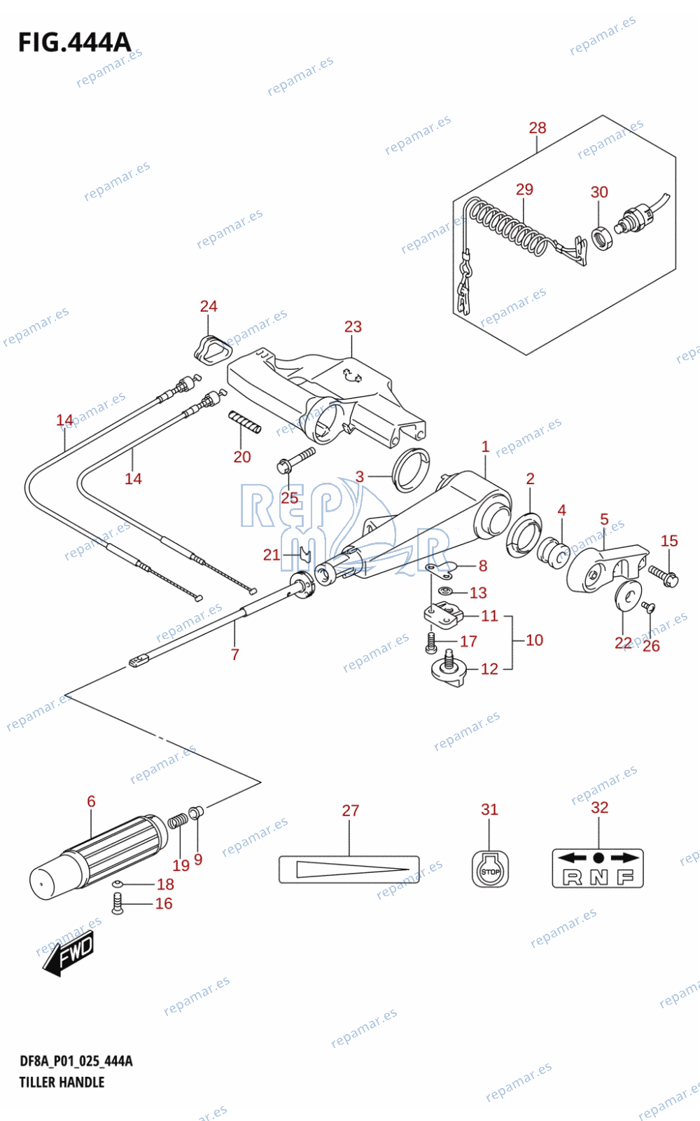 444A - TILLER HANDLE (DF8A,DF9.9A)