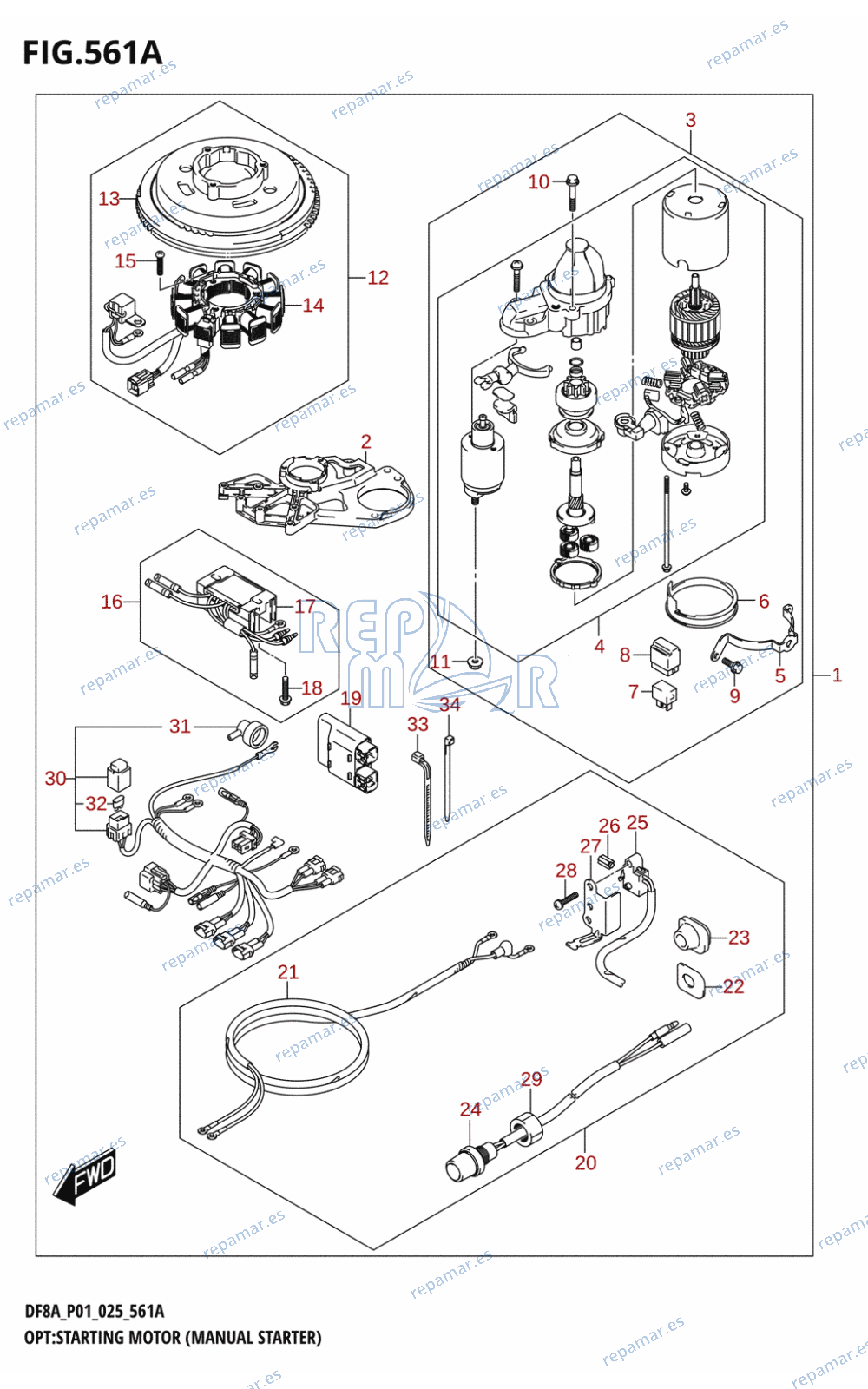 561A - OPT:STARTING MOTOR (MANUAL STARTER) ((DF8A,DF9.9A):M-STARTER)