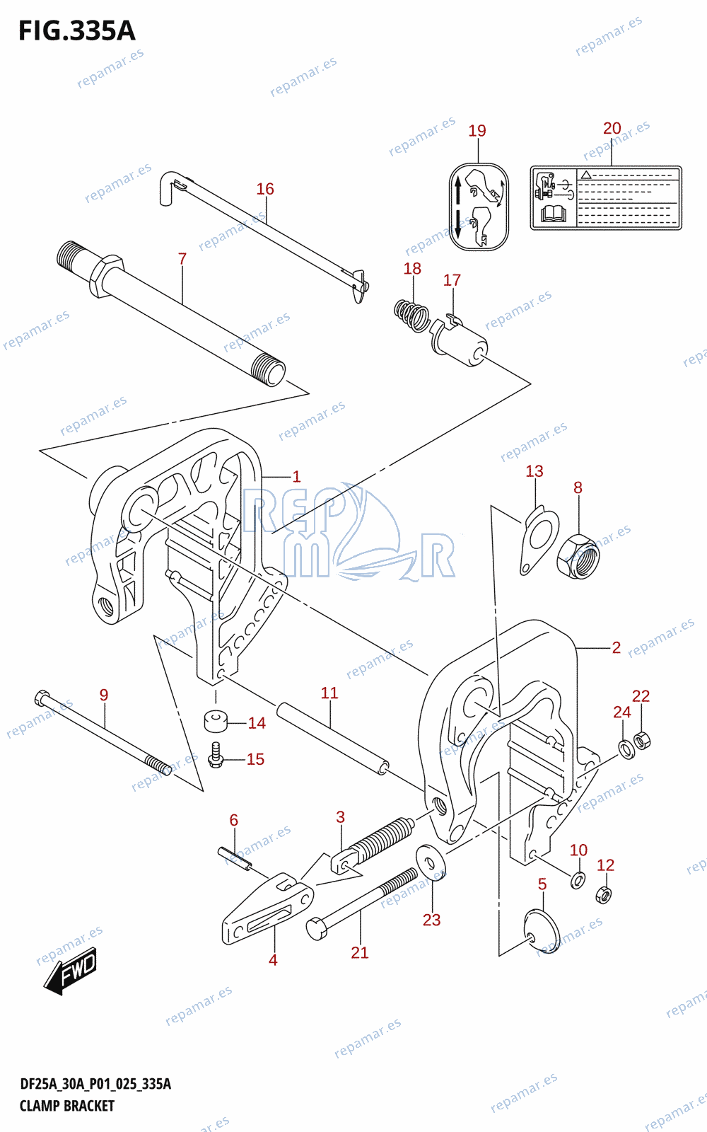 335A - CLAMP BRACKET (DF25A,DF30AR)