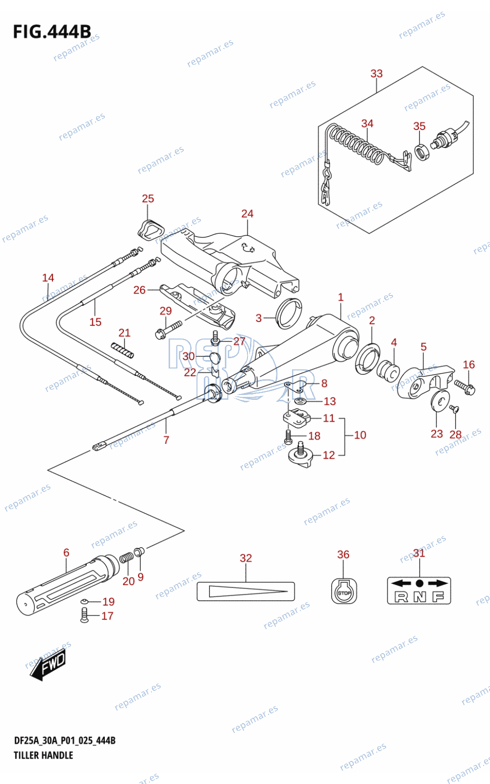 444B - TILLER HANDLE (DF30A,DF30ATH)