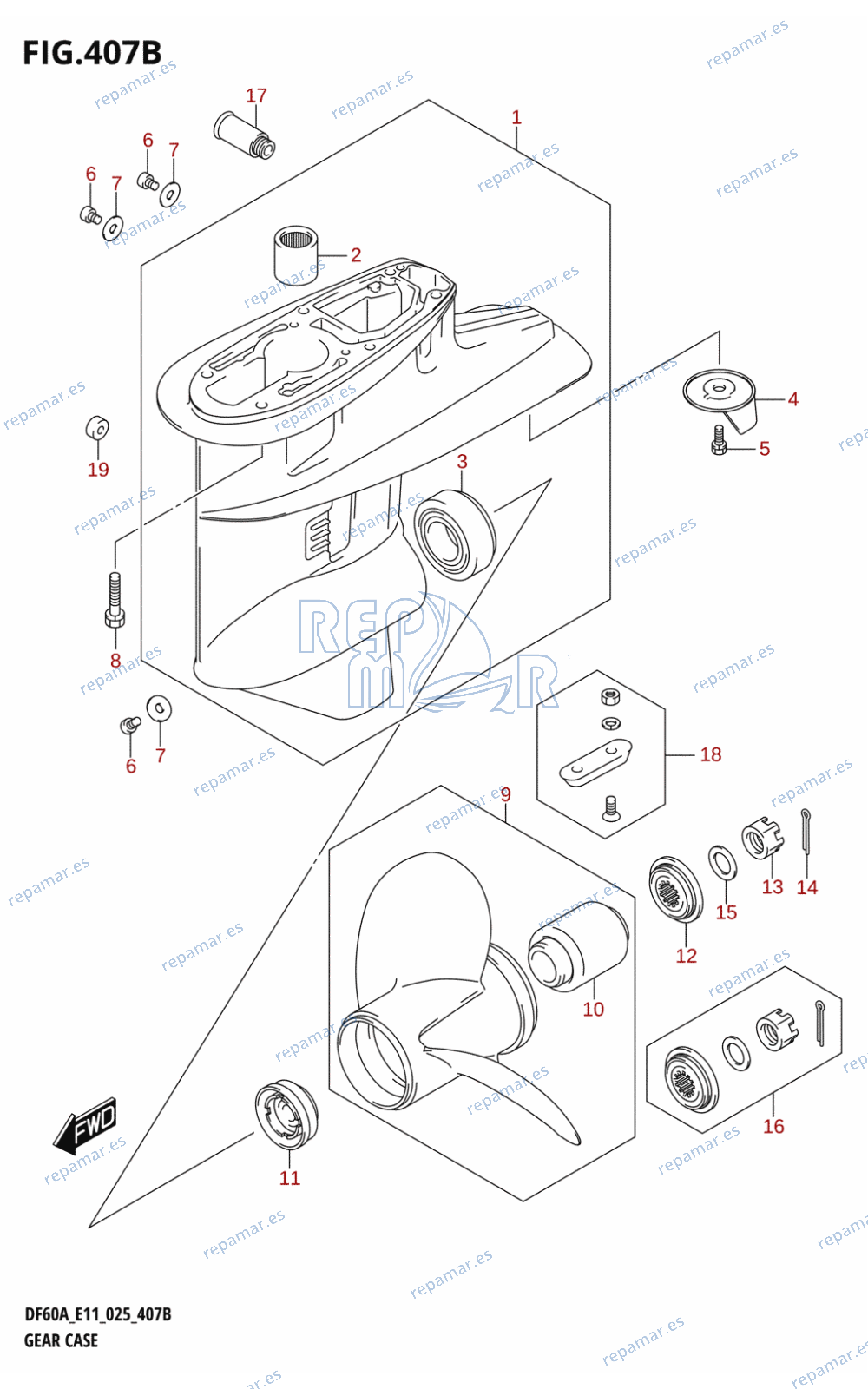 407B - GEAR CASE ((DF40AQH,DF40ATH,DF50ATH,DF60ATH):E01)