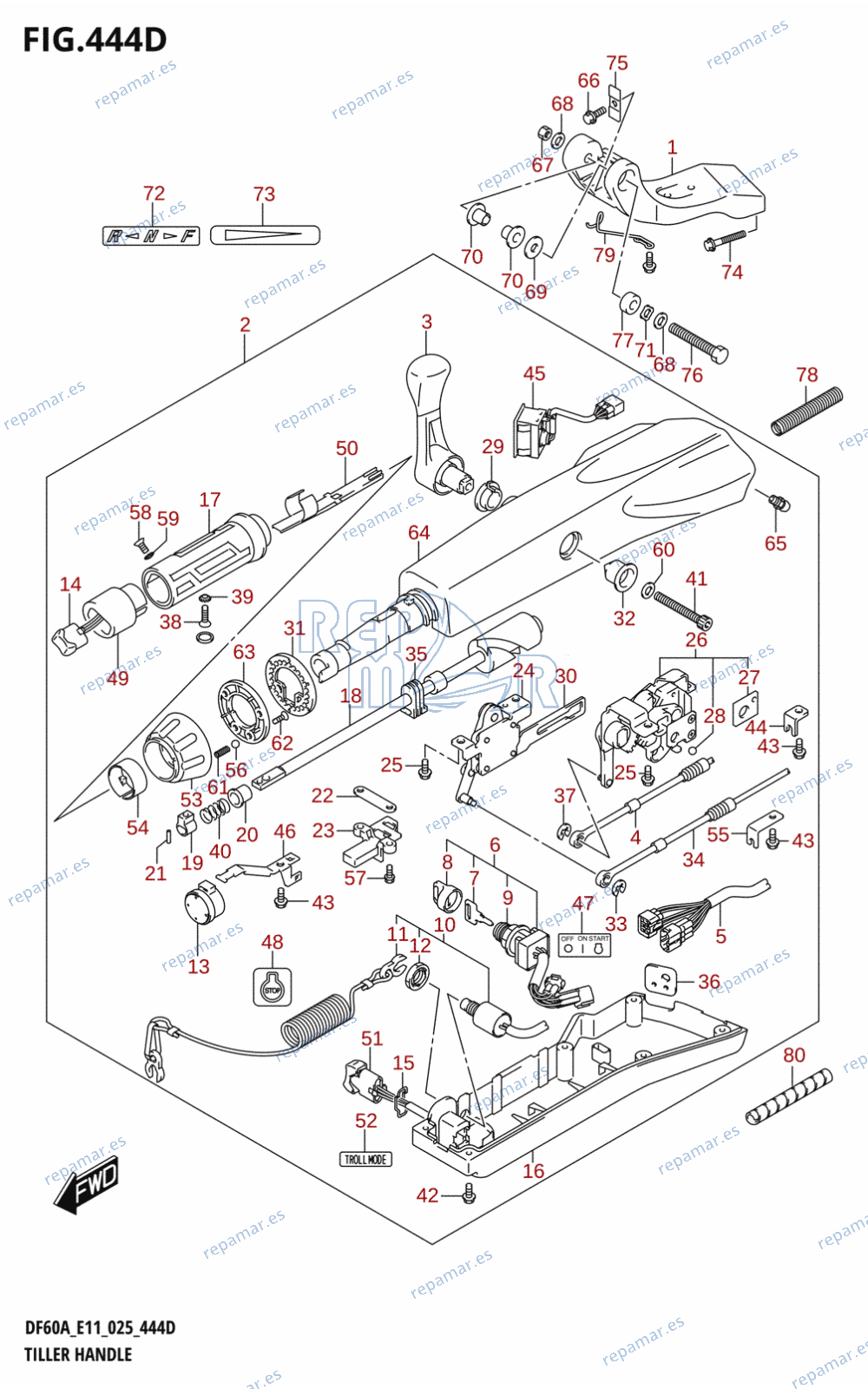 444D - TILLER HANDLE (DF40A,DF50A)