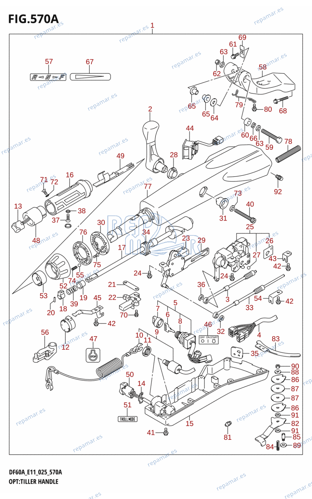 570A - OPT:TILLER HANDLE (DF40A,DF50A)