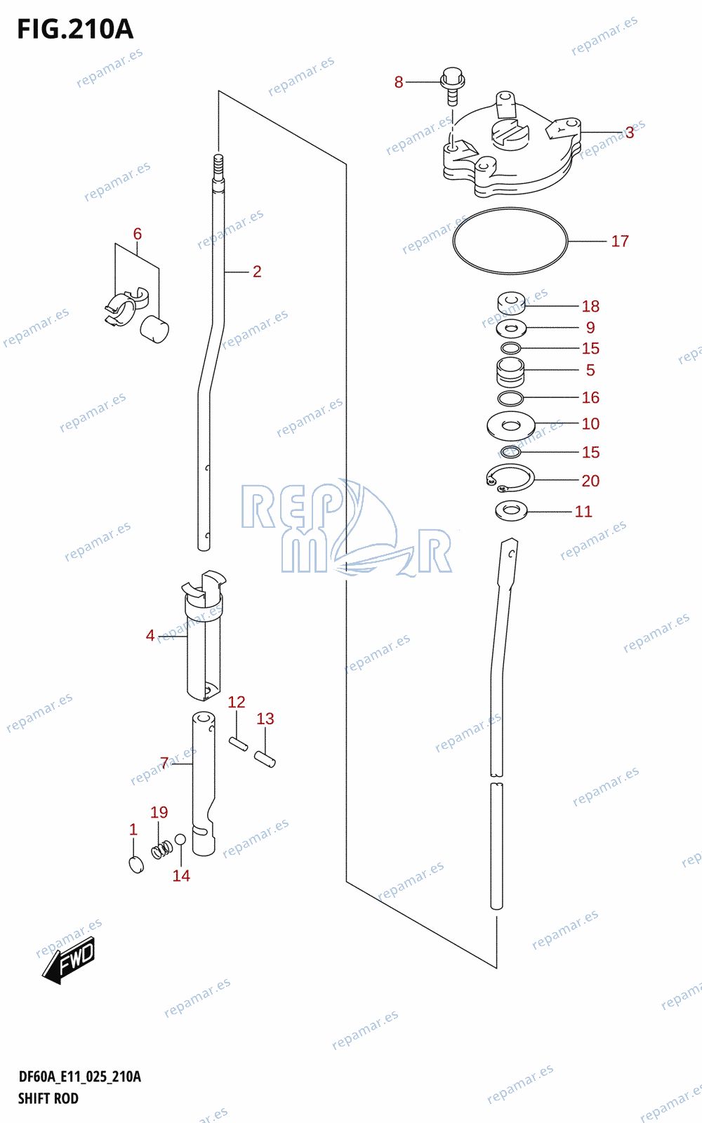 210A - SHIFT ROD (DF40ASVT,DF50AVT,DF60AVT,DF60AVTH)