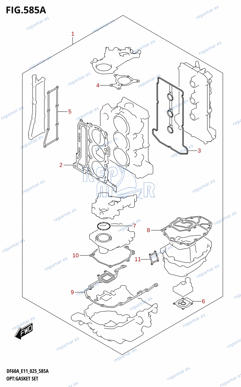 585A - OPT:GASKET SET (DF40A,DF40AQH,DF40ATH,DF40AST,DF50A,DF50ATH,DF60A,DF60AQH,DF60ATH)