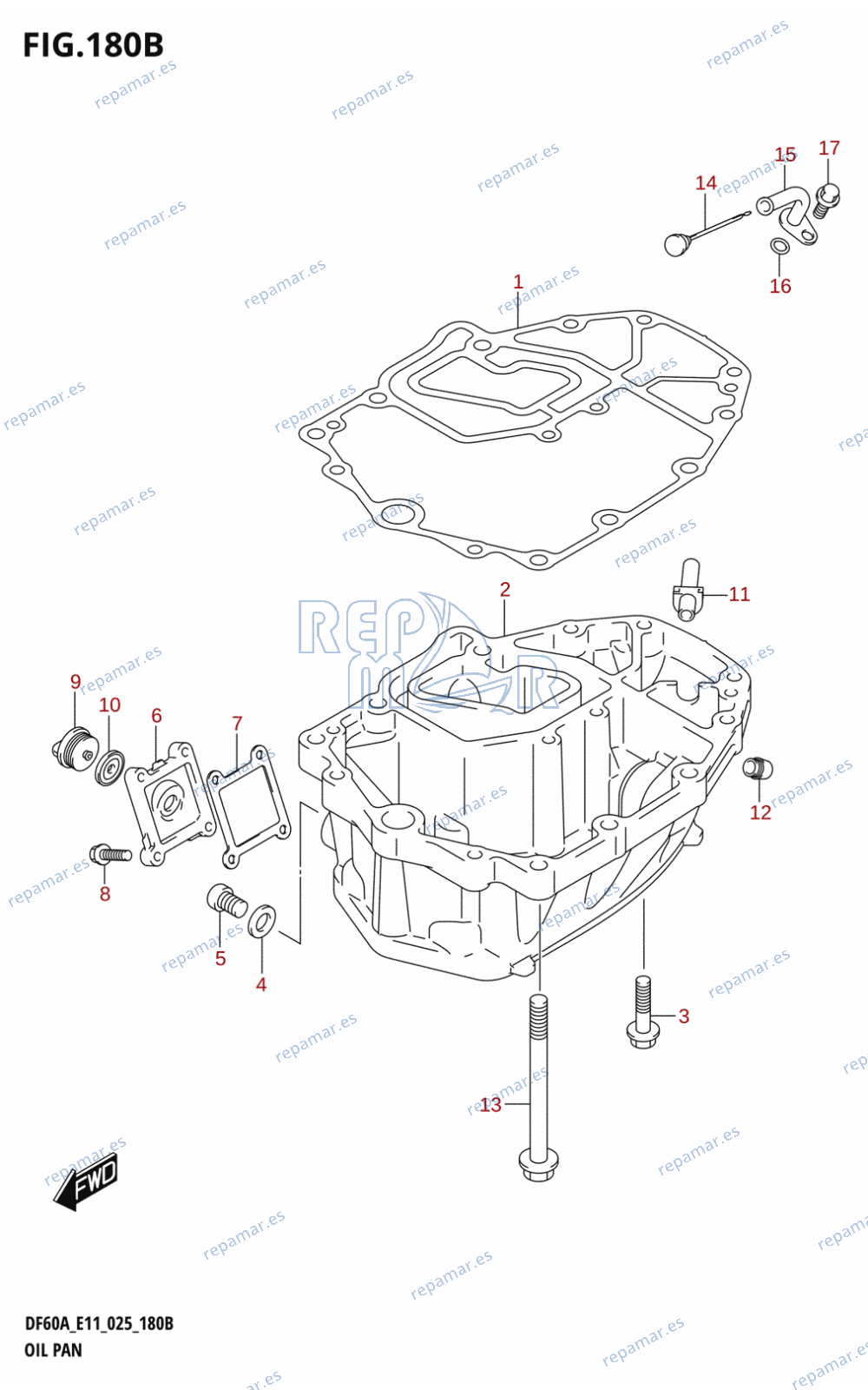 180B - OIL PAN (DF40AQH,DF40ATH,DF50ATH,DF50AVT,DF60AQH,DF60ATH,DF60AVT,DF60AVTH)