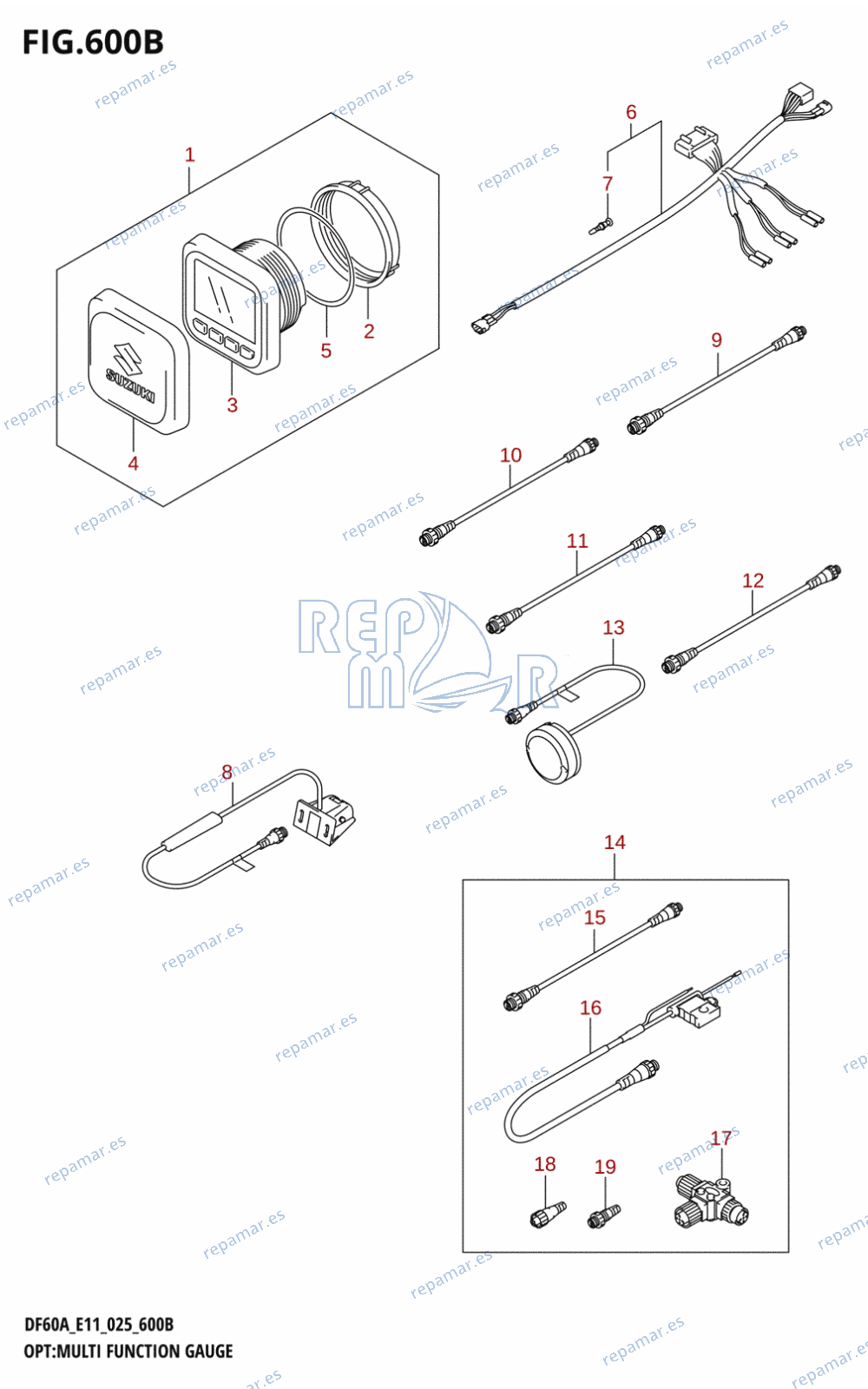 600B - OPT:MULTI FUNCTION GAUGE (DF50AVT:E03,(DF40A,DF50A,DF60A,DF60AVT):E11,(DF40AST,DF40ASVT):E34)