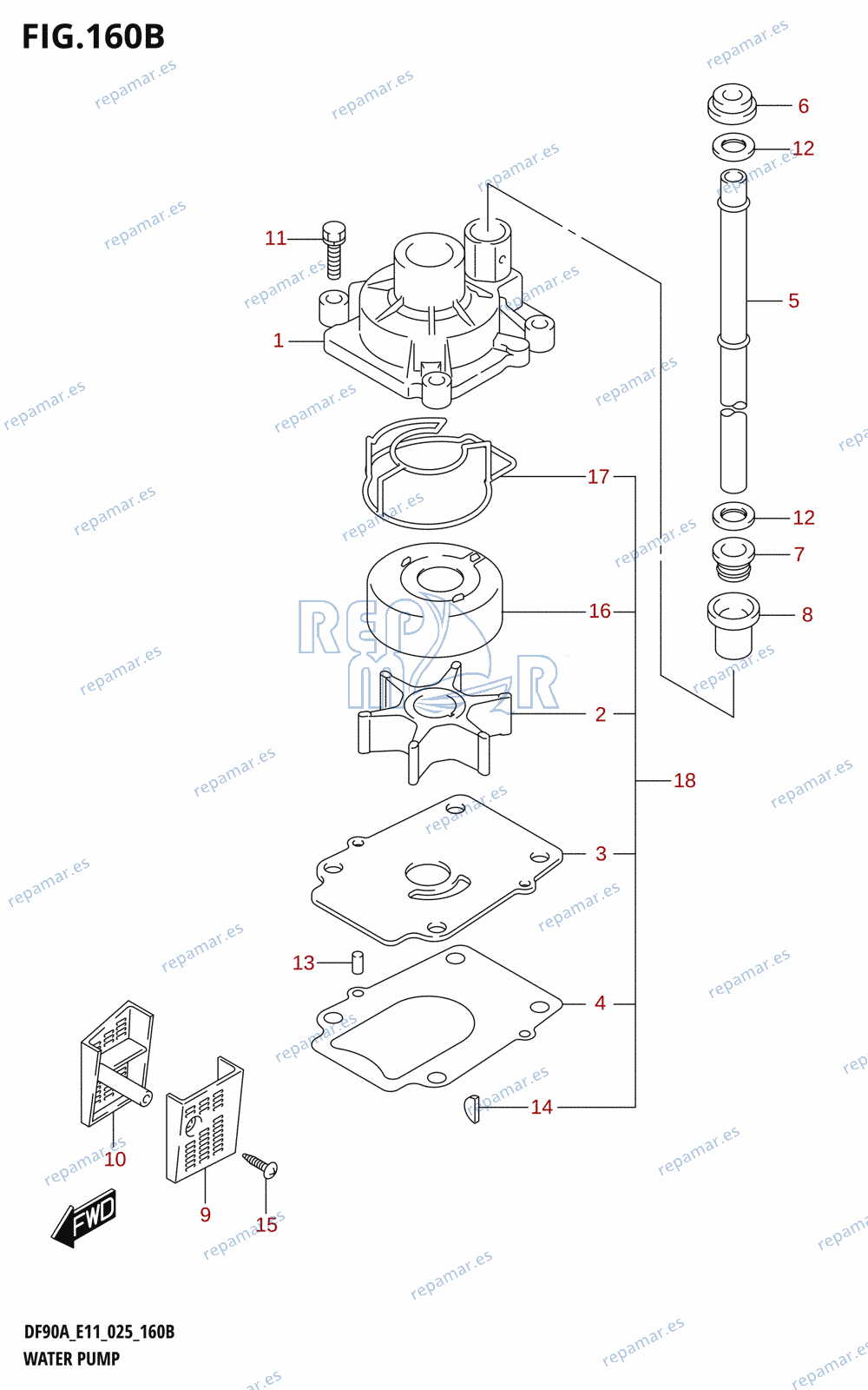 160B - WATER PUMP (X-TRANSOM:(DF70A,DF70ATH,DF80A):E01,(DF90A,DF90ATH):E11)