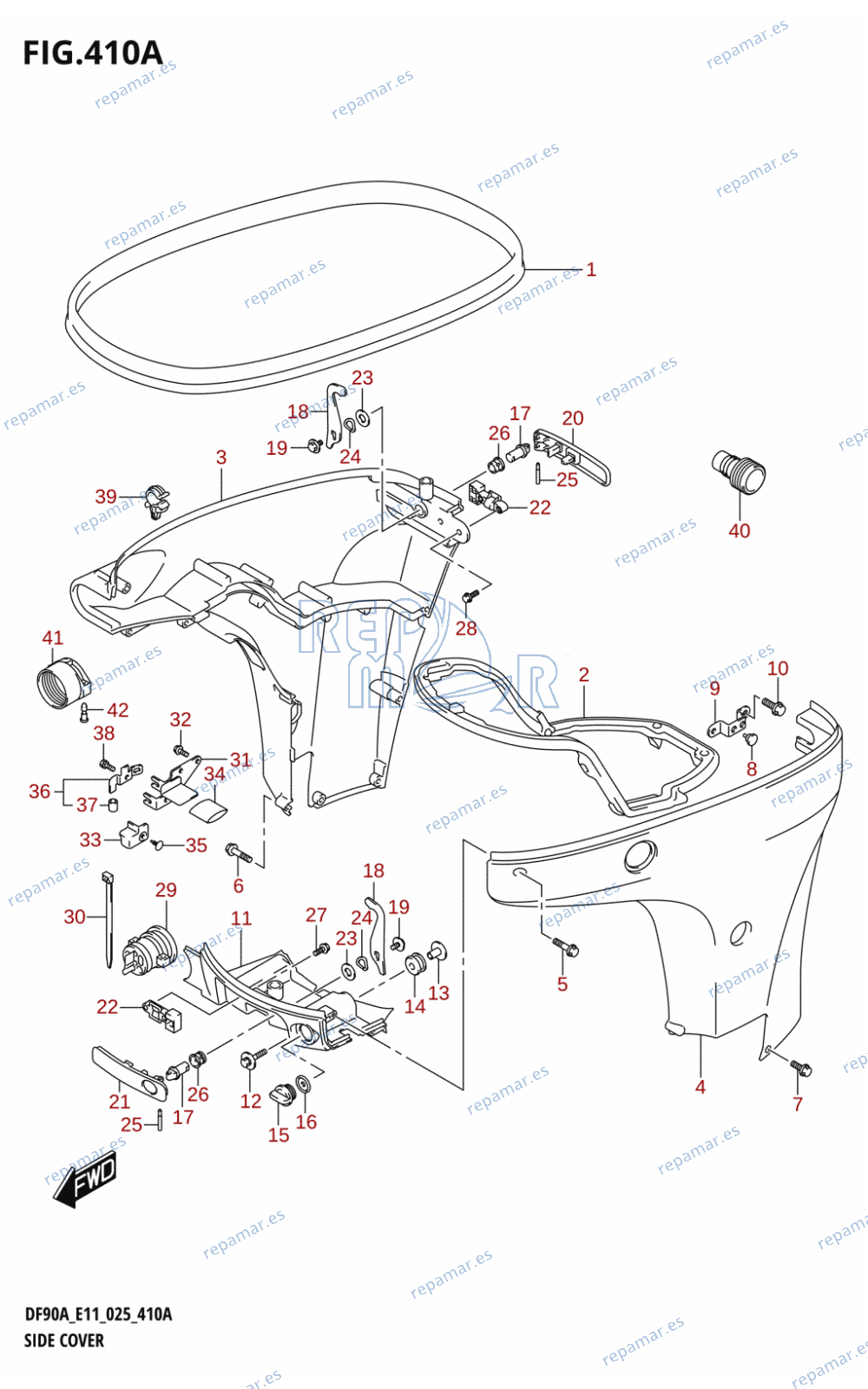 410A - SIDE COVER (DF70A,DF75A,DF80A,DF90A,DF100B)