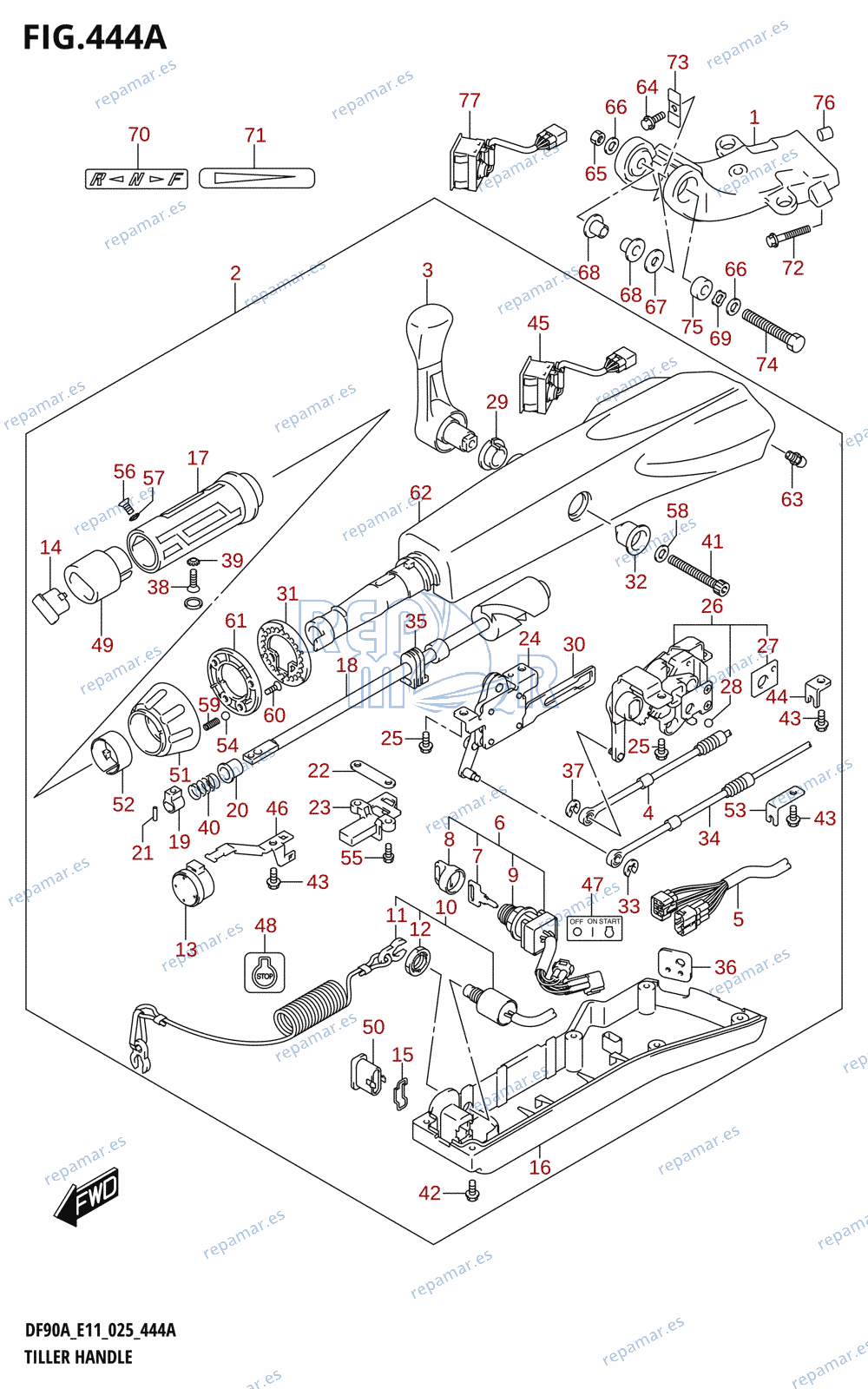 444A - TILLER HANDLE (DF90AWQH)