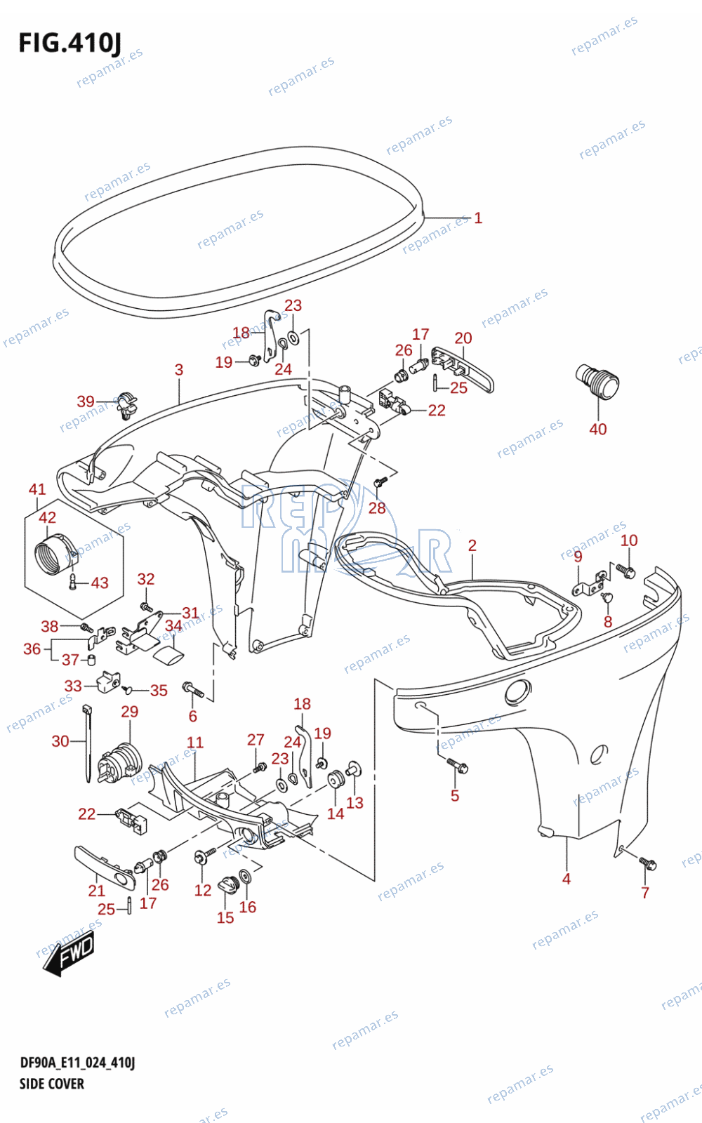 410J - SIDE COVER (DF70A,DF90A)