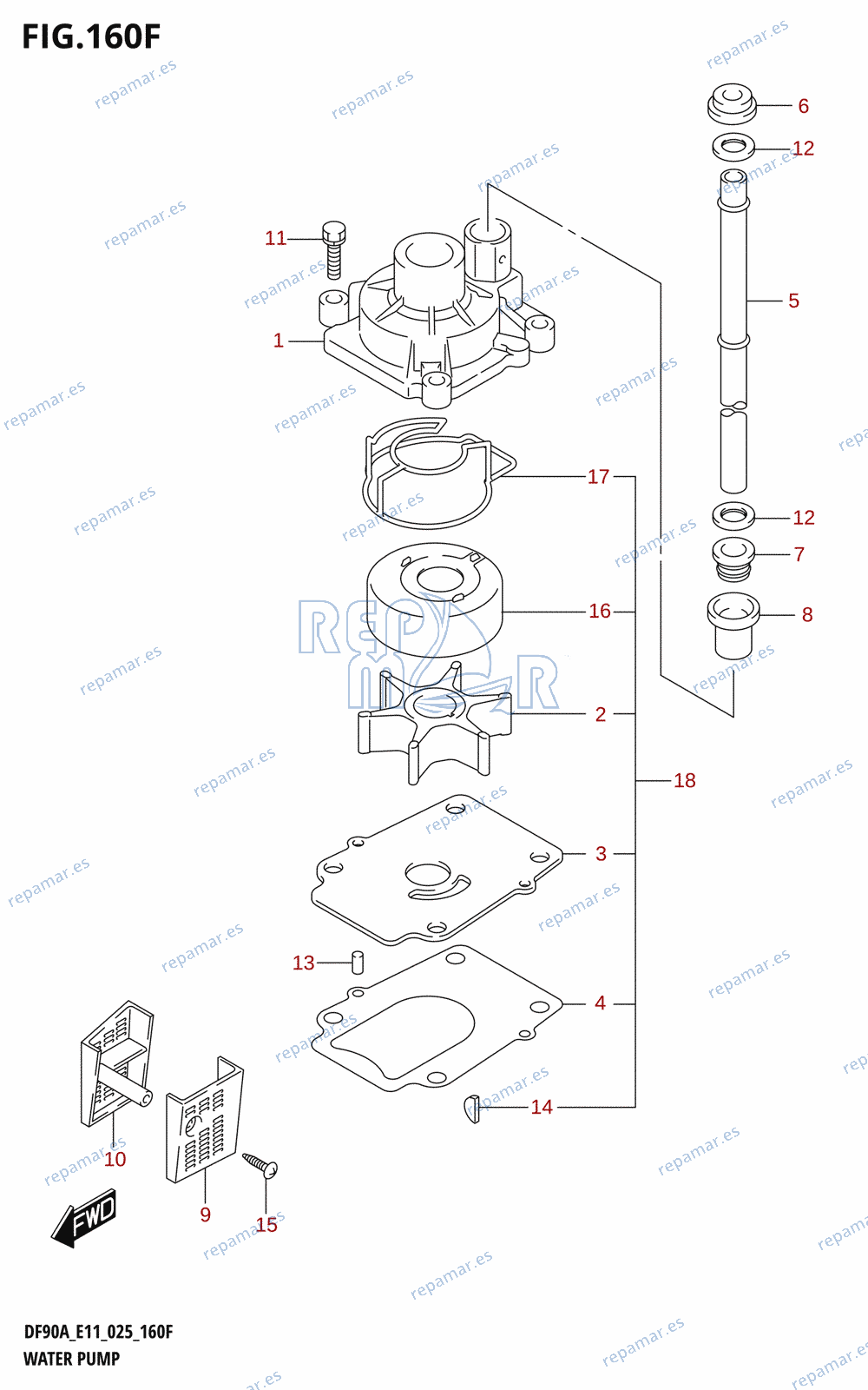 160F - WATER PUMP (X-TRANSOM:DF100B:E01)