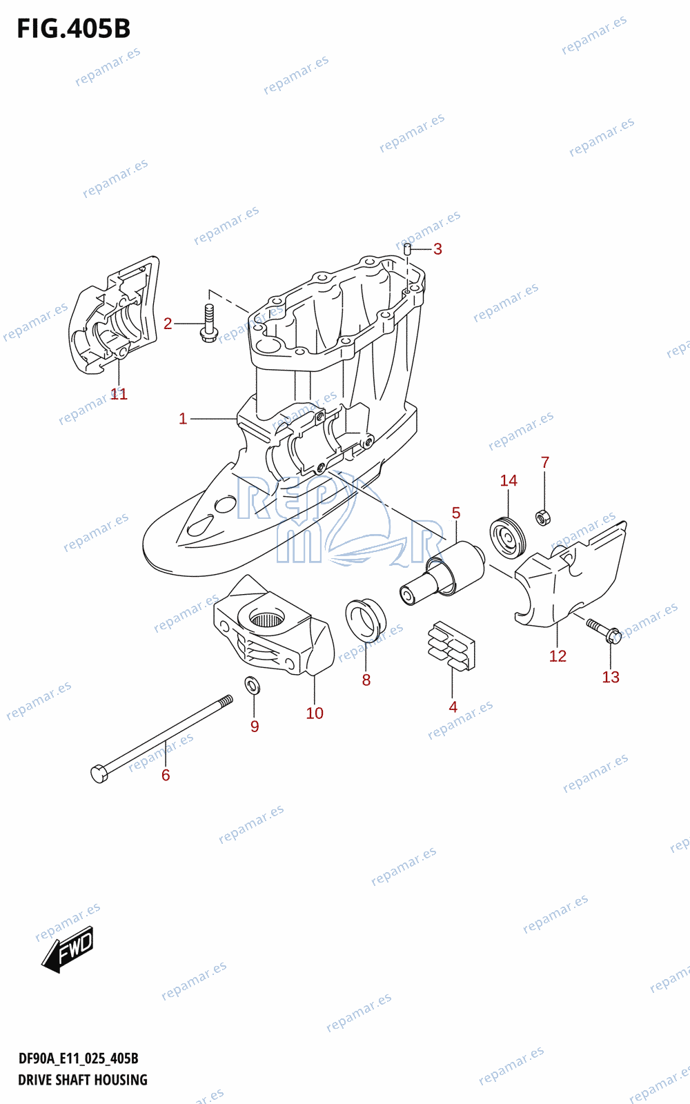 405B - DRIVE SHAFT HOUSING (DF70ATH:E01,DF90ATH:E11)