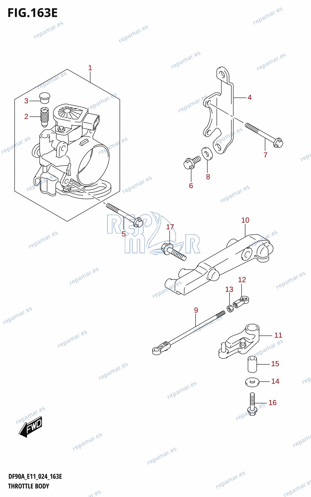 163E - THROTTLE BODY (DF70A,DF90A)