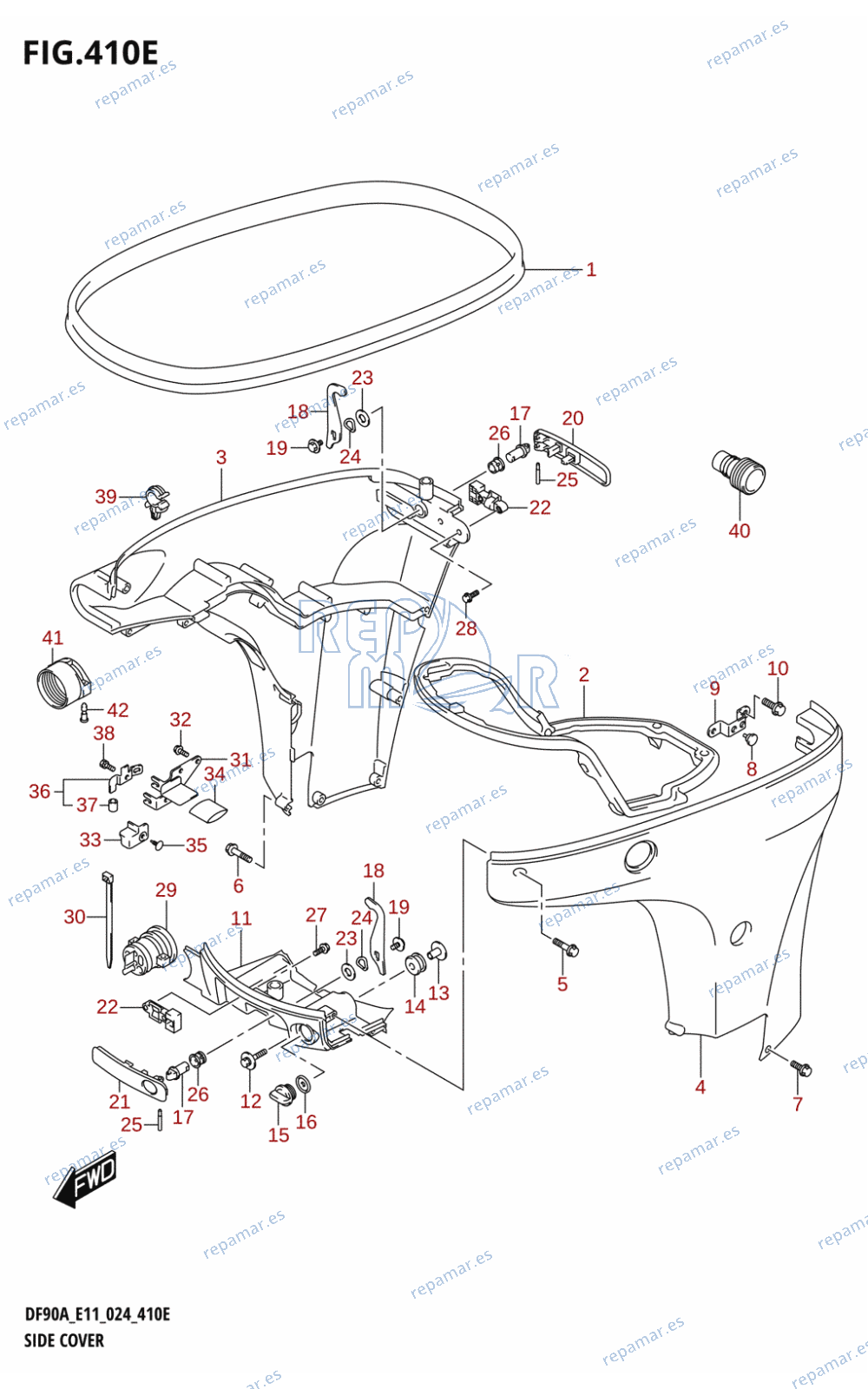 410E - SIDE COVER (DF70A,DF75A,DF80A,DF90A,DF100B)