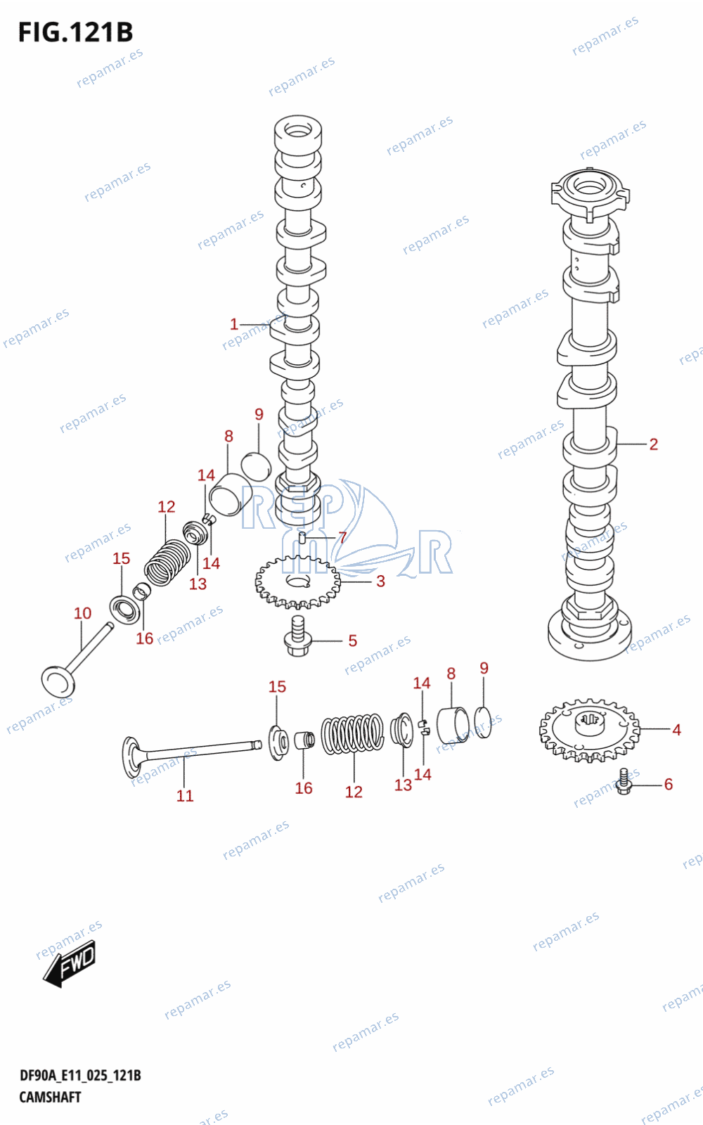 121B - CAMSHAFT (DF75A,DF80A)