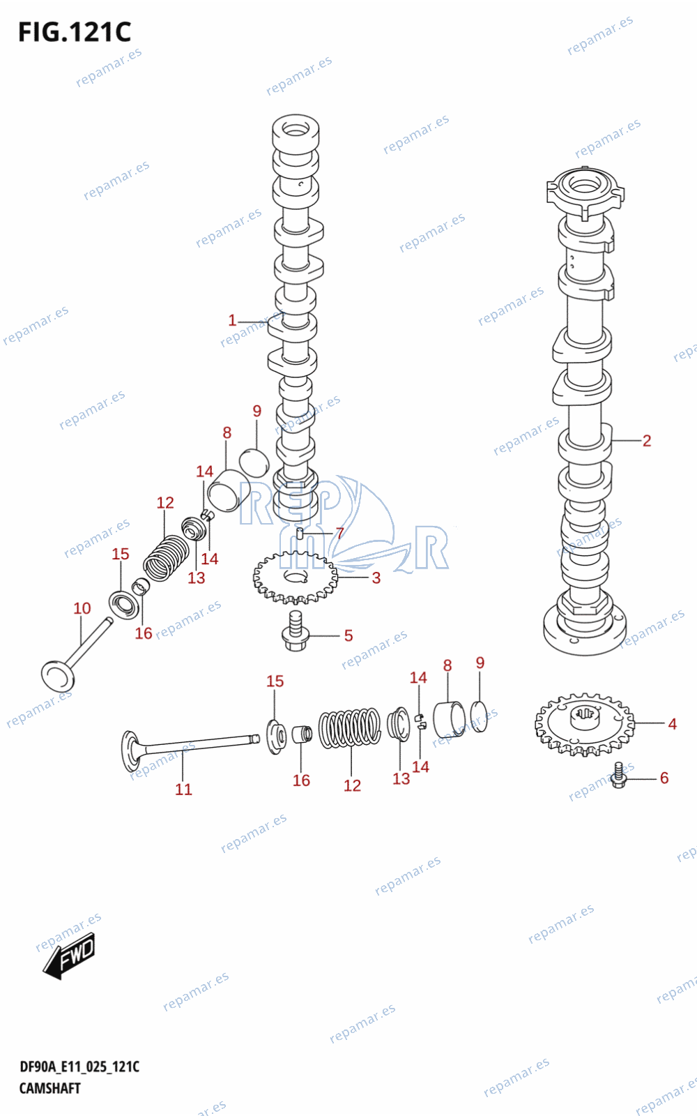 121C - CAMSHAFT (DF90A,DF90ATH,DF90AWQH,DF100B)