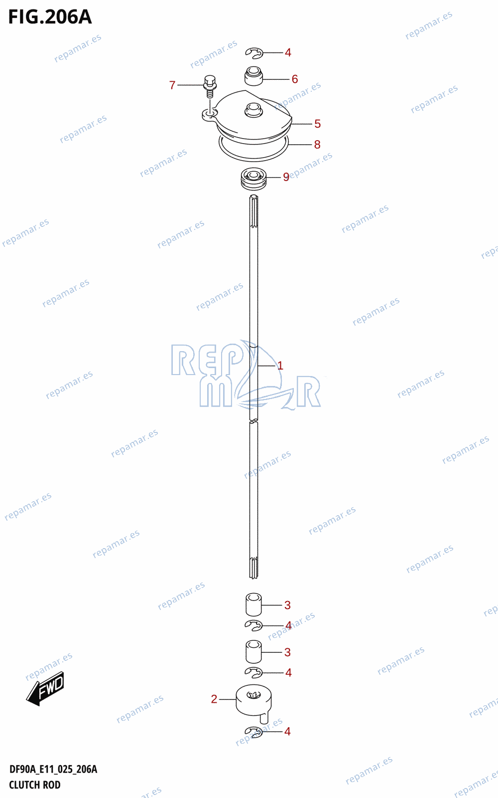 206A - CLUTCH ROD (L-TRANSOM)