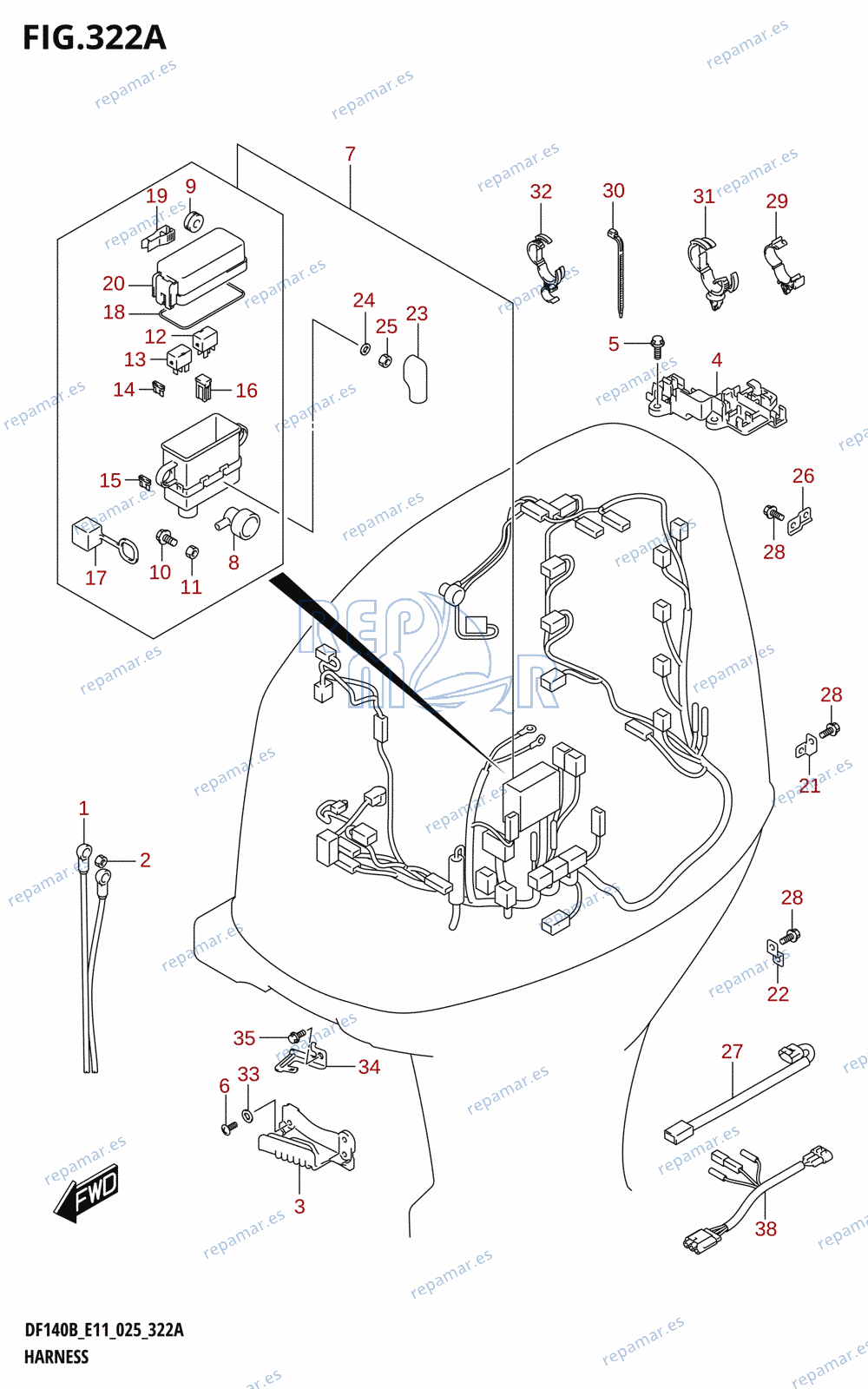 322A - HARNESS (DF140BT,DF140BZ)