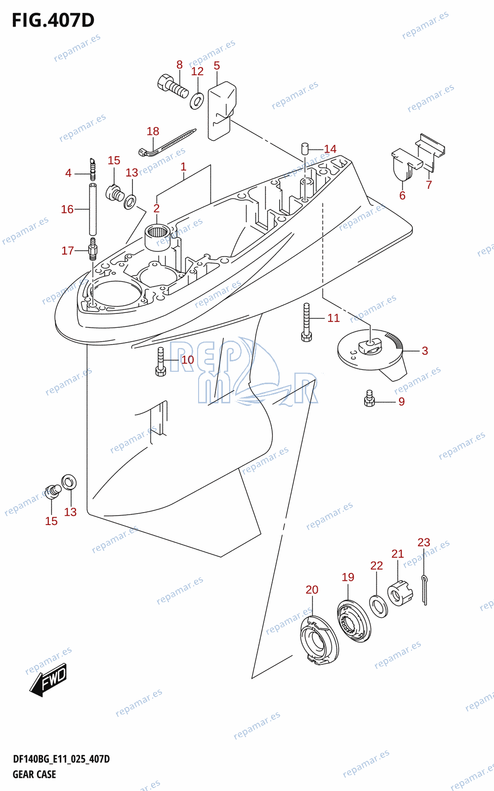 407D - GEAR CASE ((DF115BZG,DF140BZG):E40)