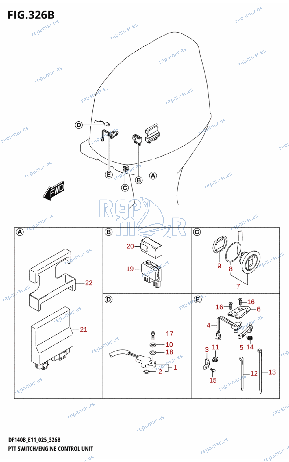 326B - PTT SWITCH /​ ENGINE CONTROL UNIT (DF140BT,DF140BZ)