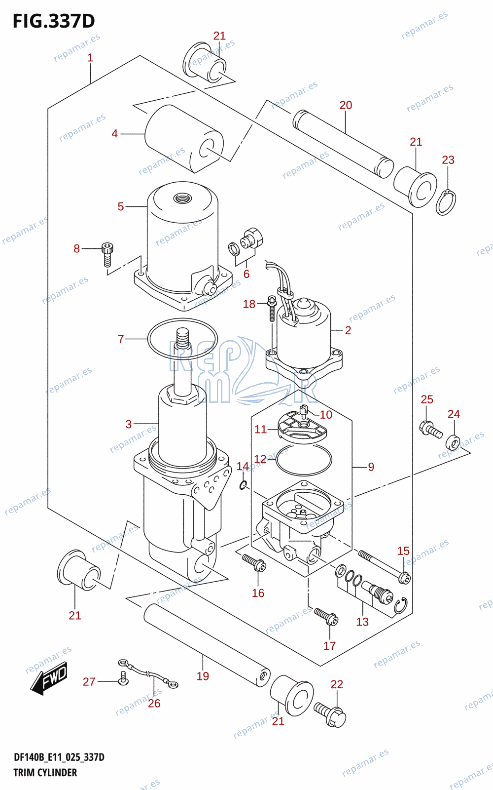 337D - TRIM CYLINDER (DF115BT,DF115BZ,DF100C)