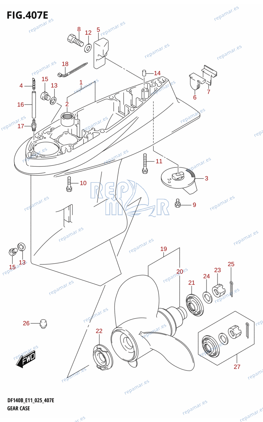 407E - GEAR CASE ((DF140BZ,DF115BZ):E11)