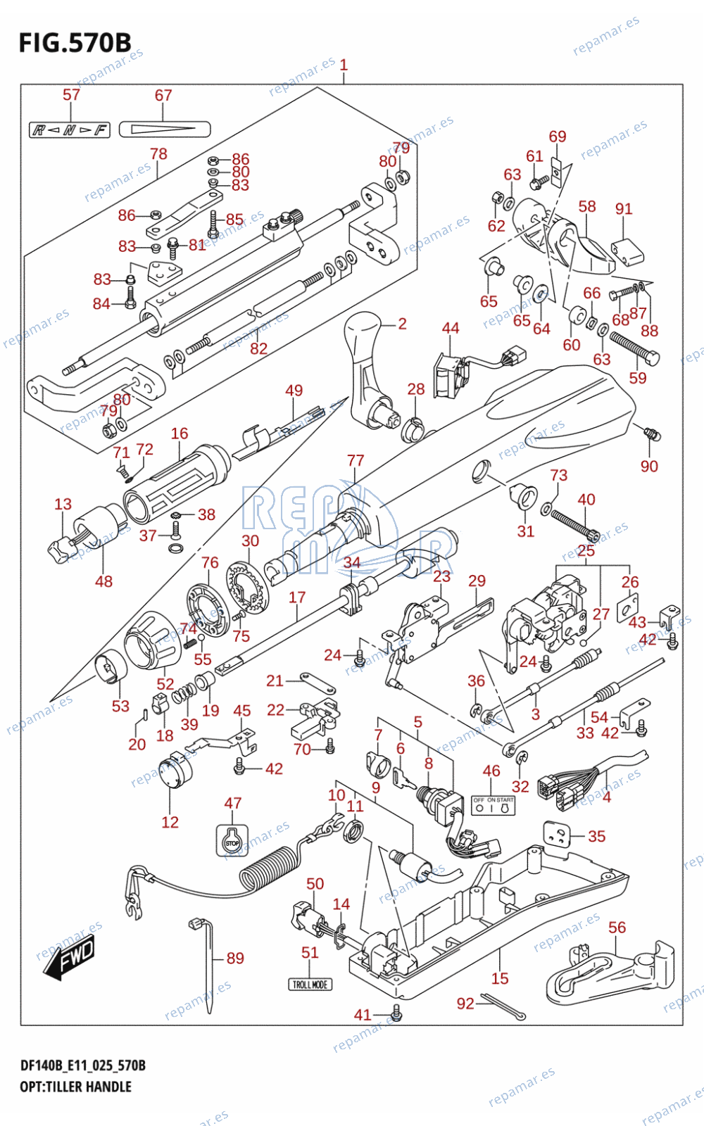 570B - OPT:TILLER HANDLE (DF115BT,DF115BZ,DF100C)