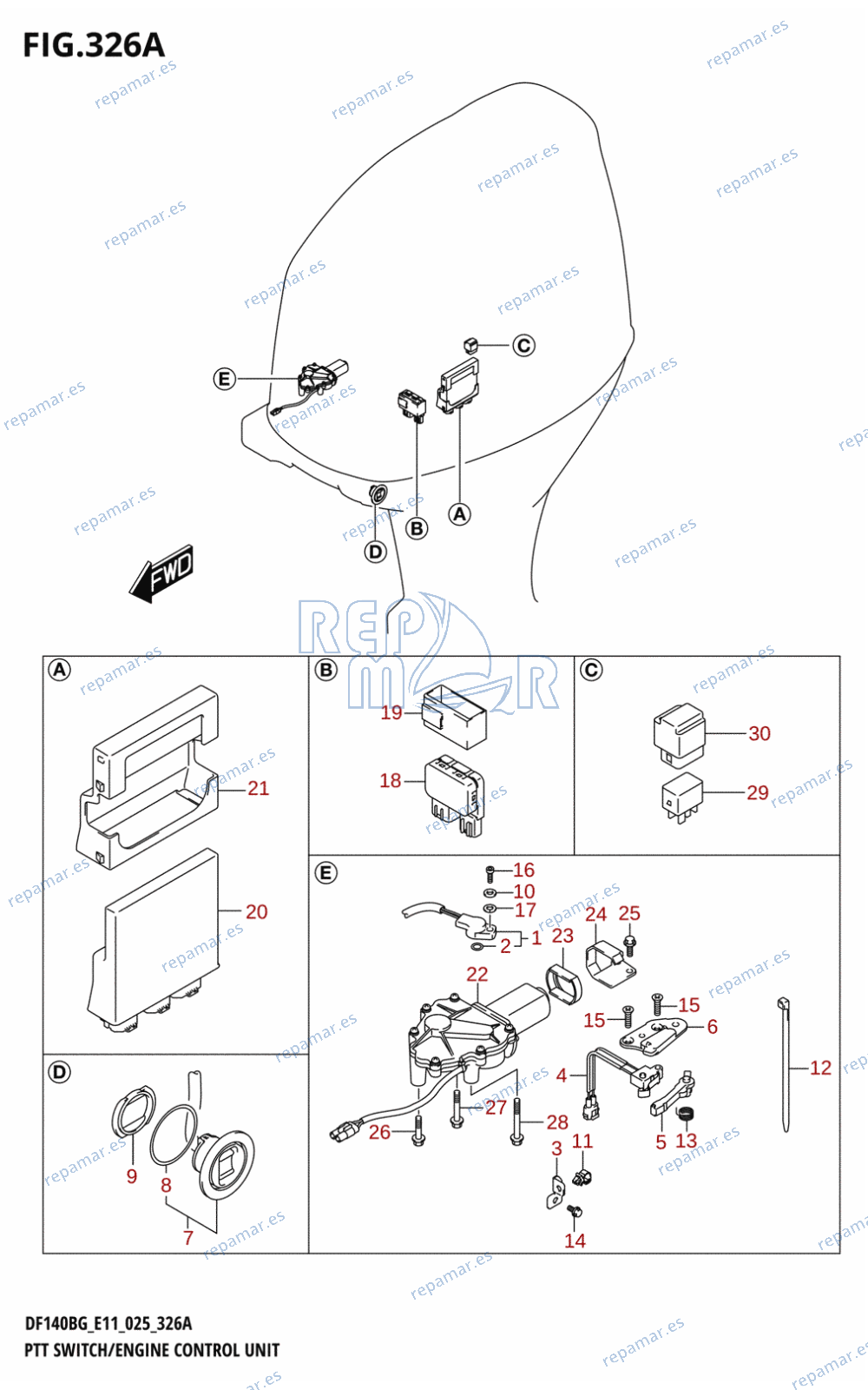 326A - PTT SWITCH /​ ENGINE CONTROL UNIT (DF115BG,DF115BZG)