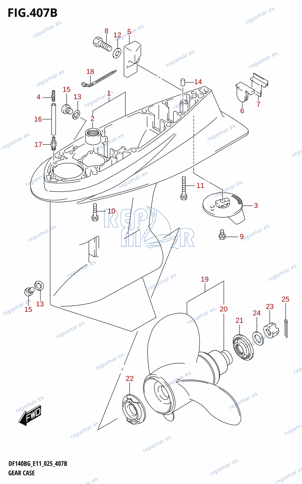 407B - GEAR CASE ((DF115BG,DF140BG):E40)