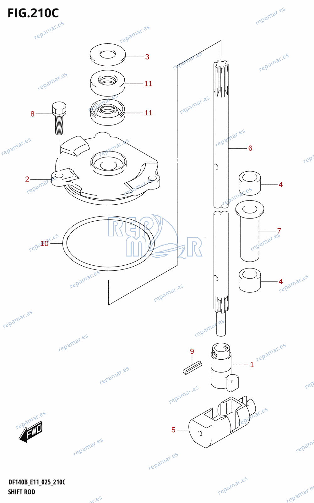 210C - SHIFT ROD (DF140BZ,DF115BZ)