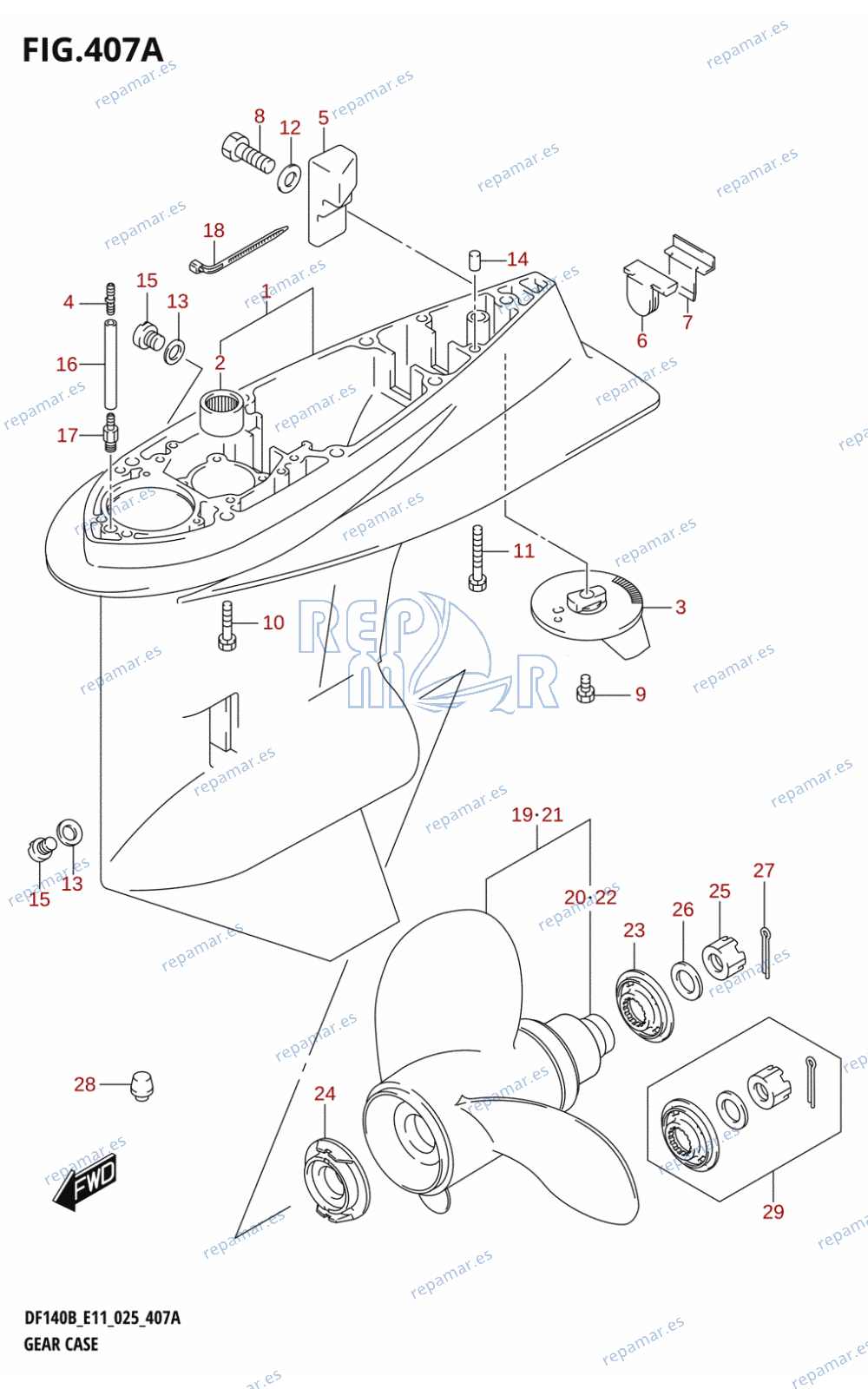 407A - GEAR CASE ((DF140BT,DF115BT,DF100C):(E01,E11))