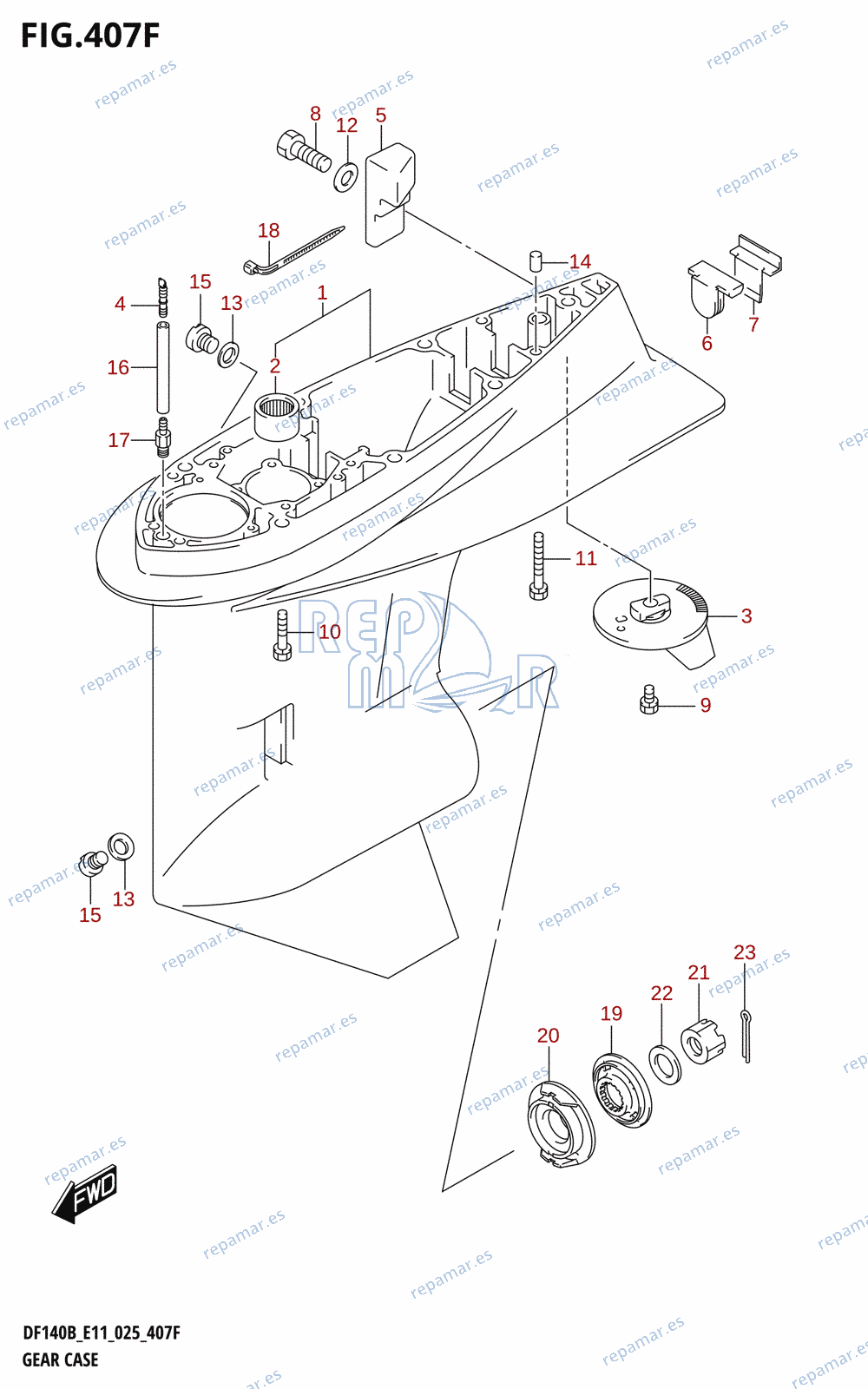 407F - GEAR CASE ((DF140BZ,DF115BZ):E40)