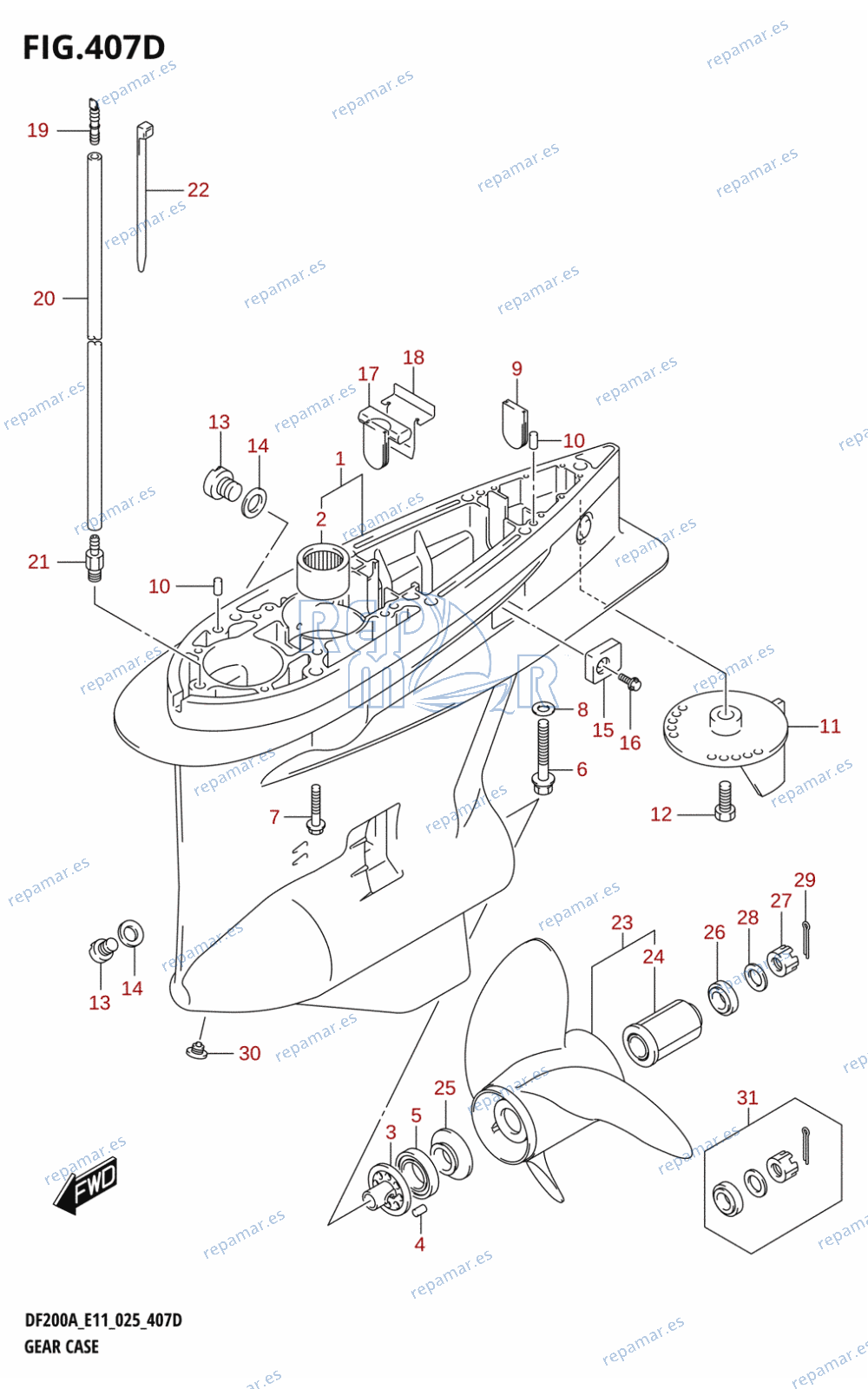 407D - GEAR CASE (DF200AZ)