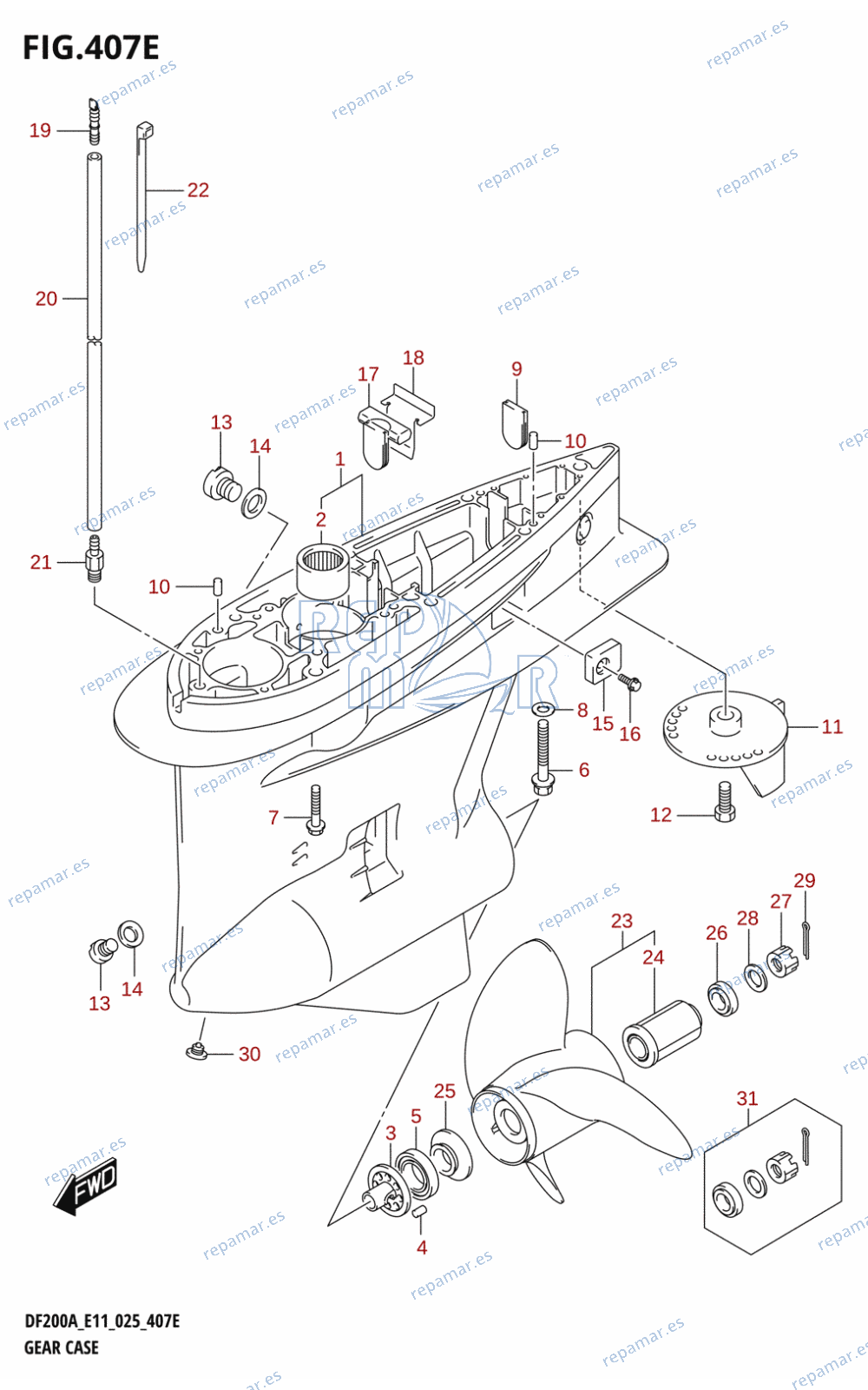 407E - GEAR CASE (DF175AZ,DF150AZ)