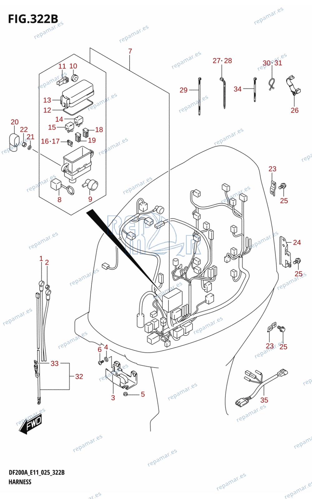 322B - HARNESS (DF150AT,DF150AS,DF150AZ)