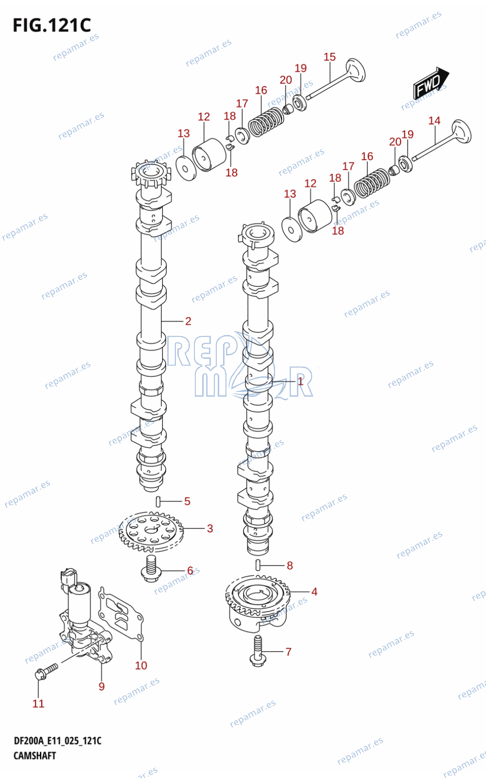 121C - CAMSHAFT (DF175AT,DF175AZ)