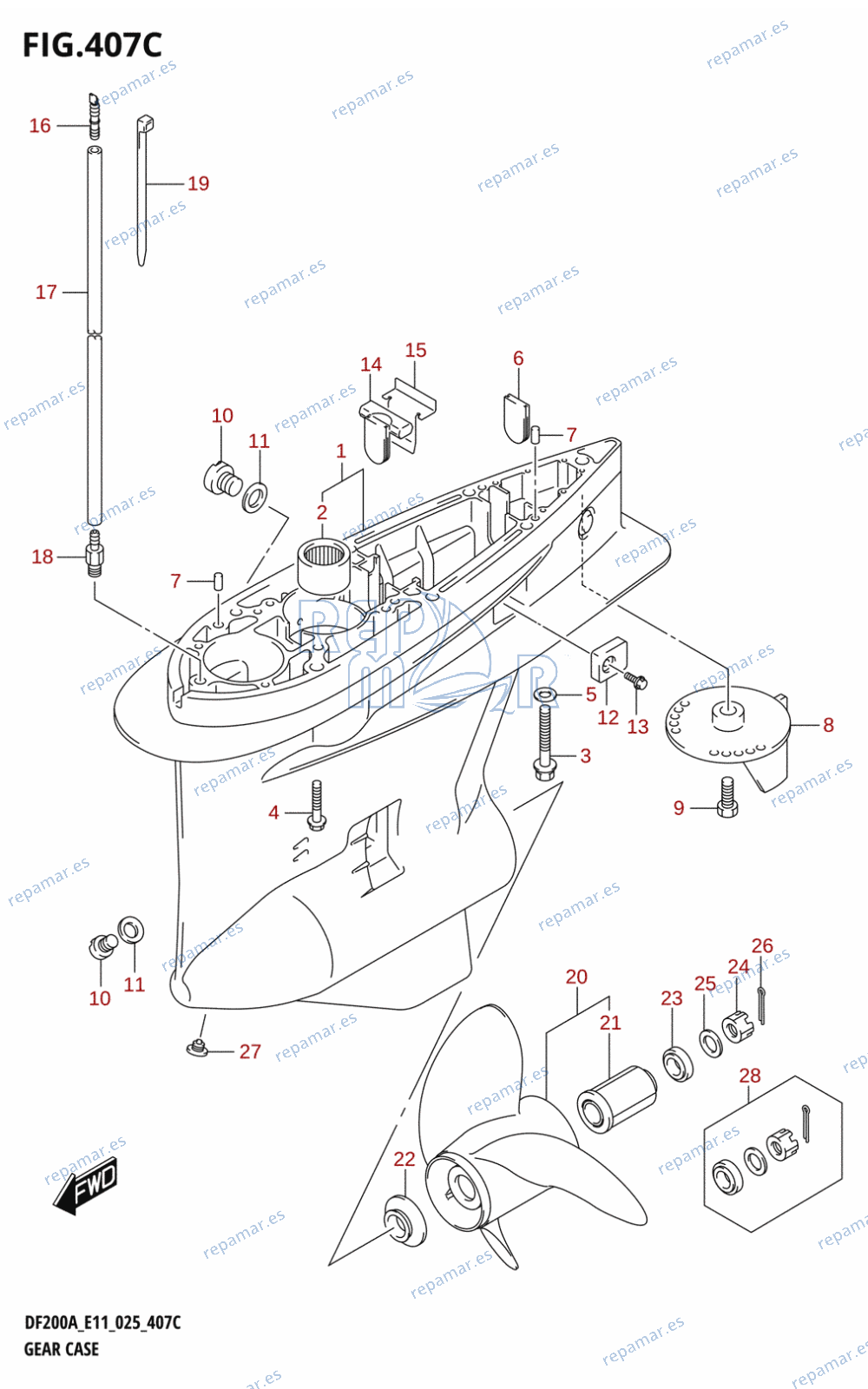 407C - GEAR CASE (DF200AT,DF150AS)