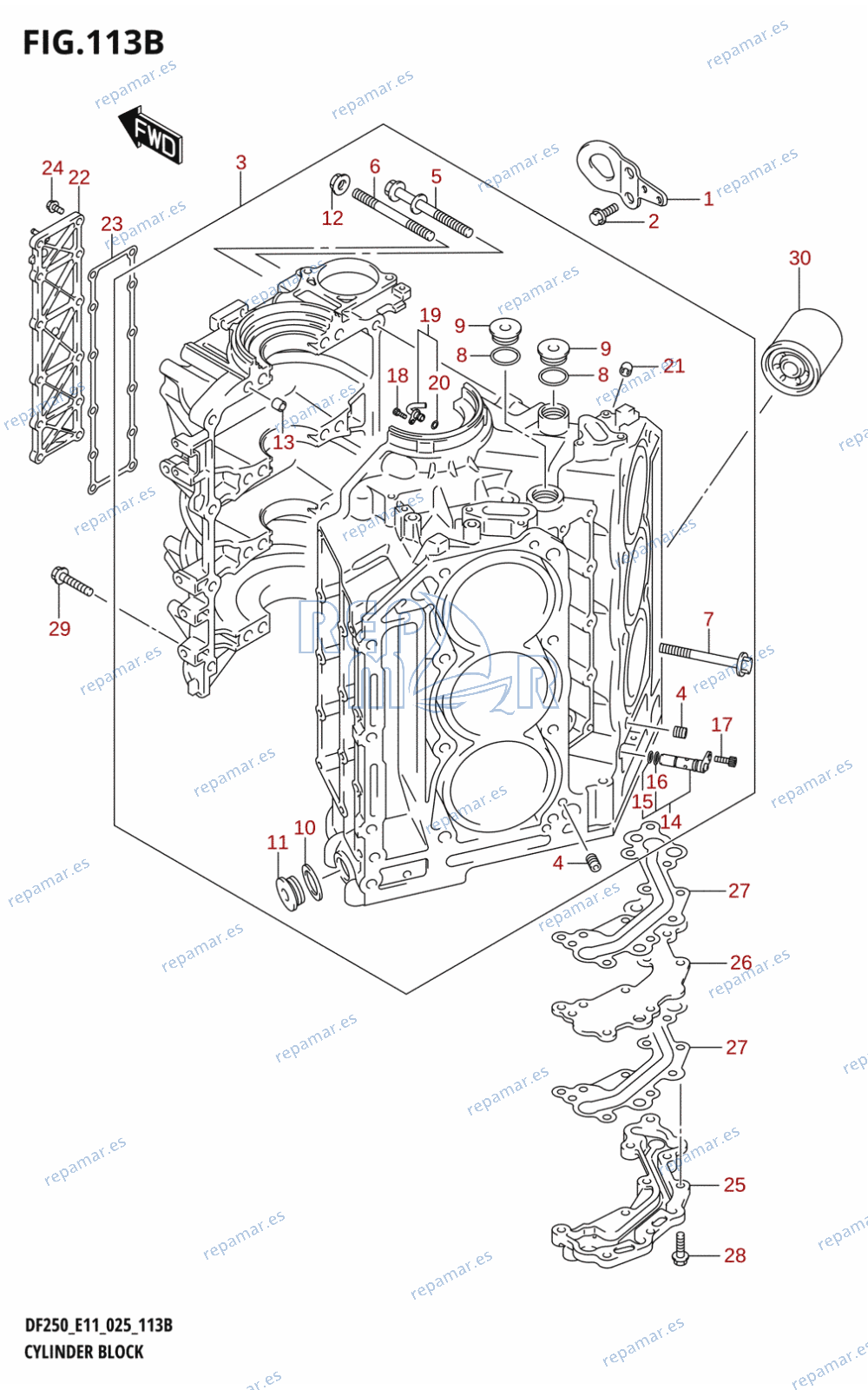 113B - CYLINDER BLOCK (DF250ST)