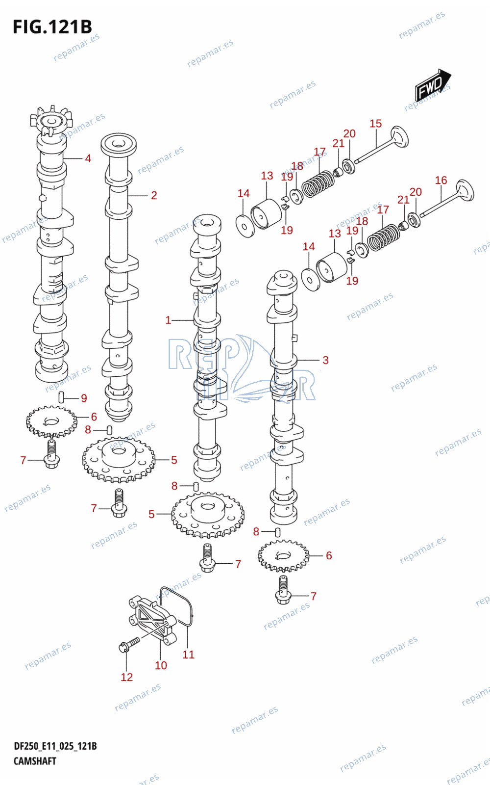 121B - CAMSHAFT ((DF200T,DF200Z):025)