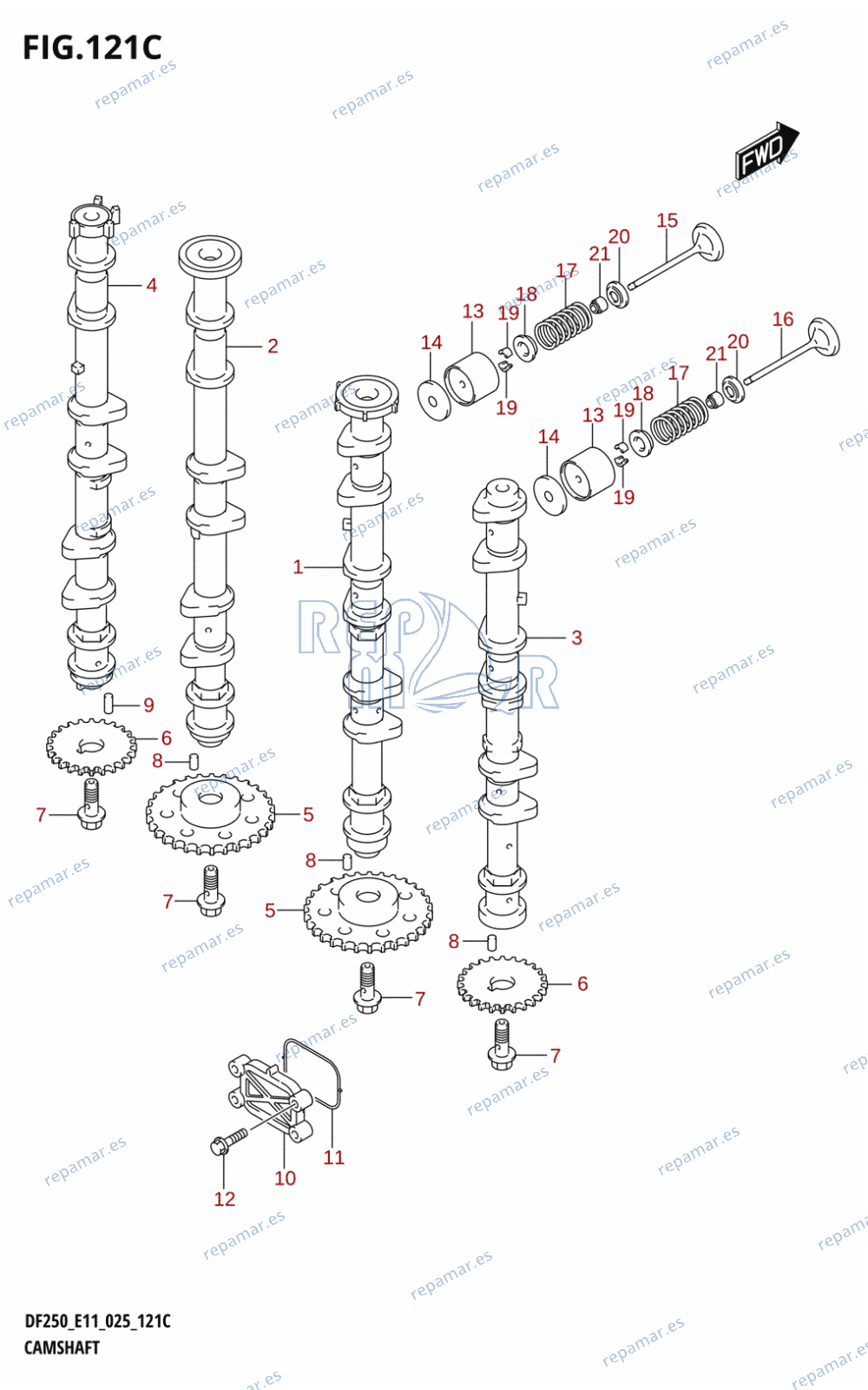 121C - CAMSHAFT ((DF225T,DF225Z):024)